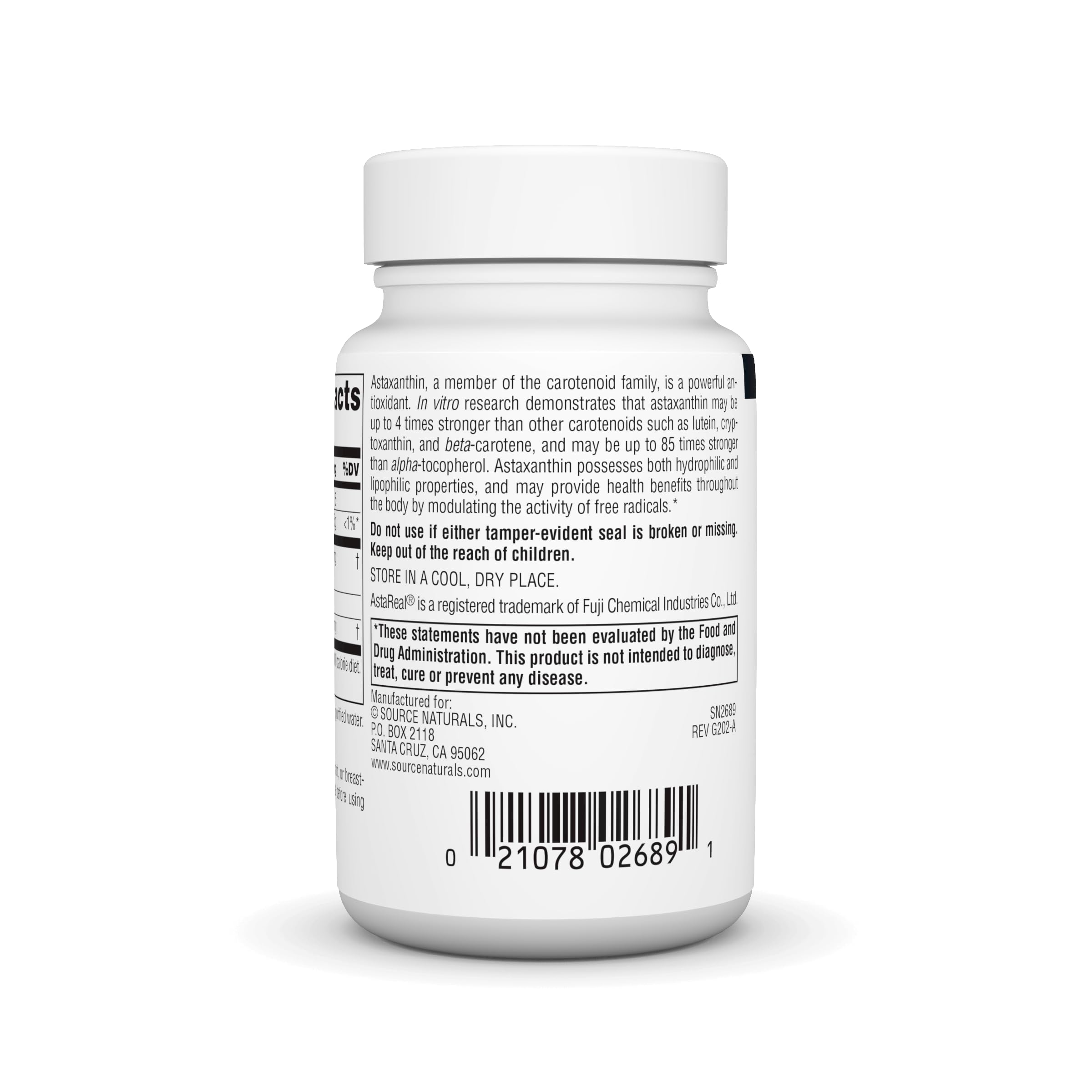 Capsules molles Source Naturals Astaxanthine, ingestion facile.