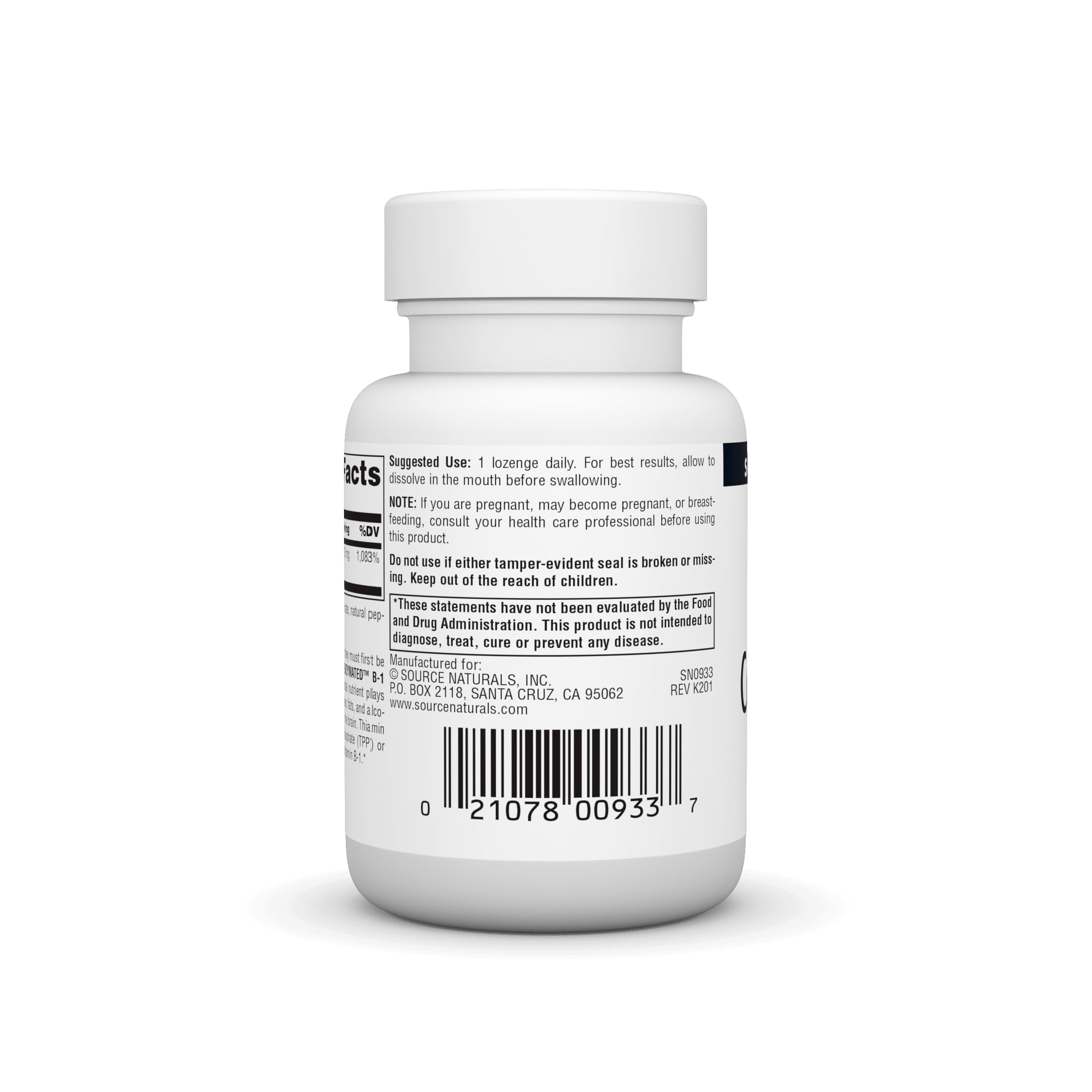 Dissolution rapide des pastilles Source Naturals B1 coenzymée pour absorption facilitée.