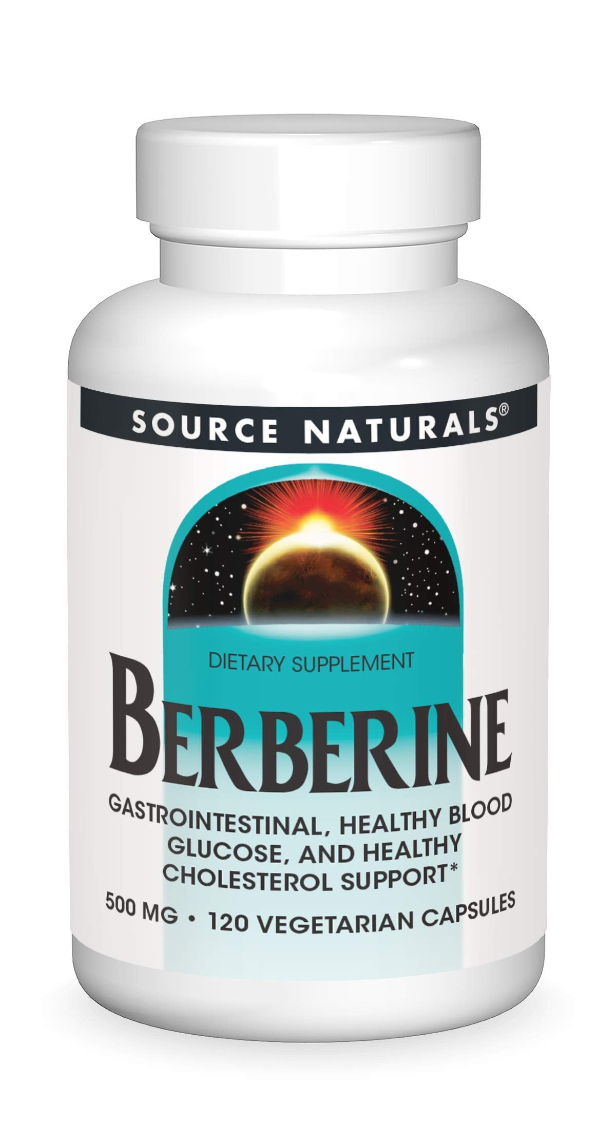 Source Naturals Berberine, bouteille 500 mg, capsules végétales faciles à avaler, soutien digestif potentiel
