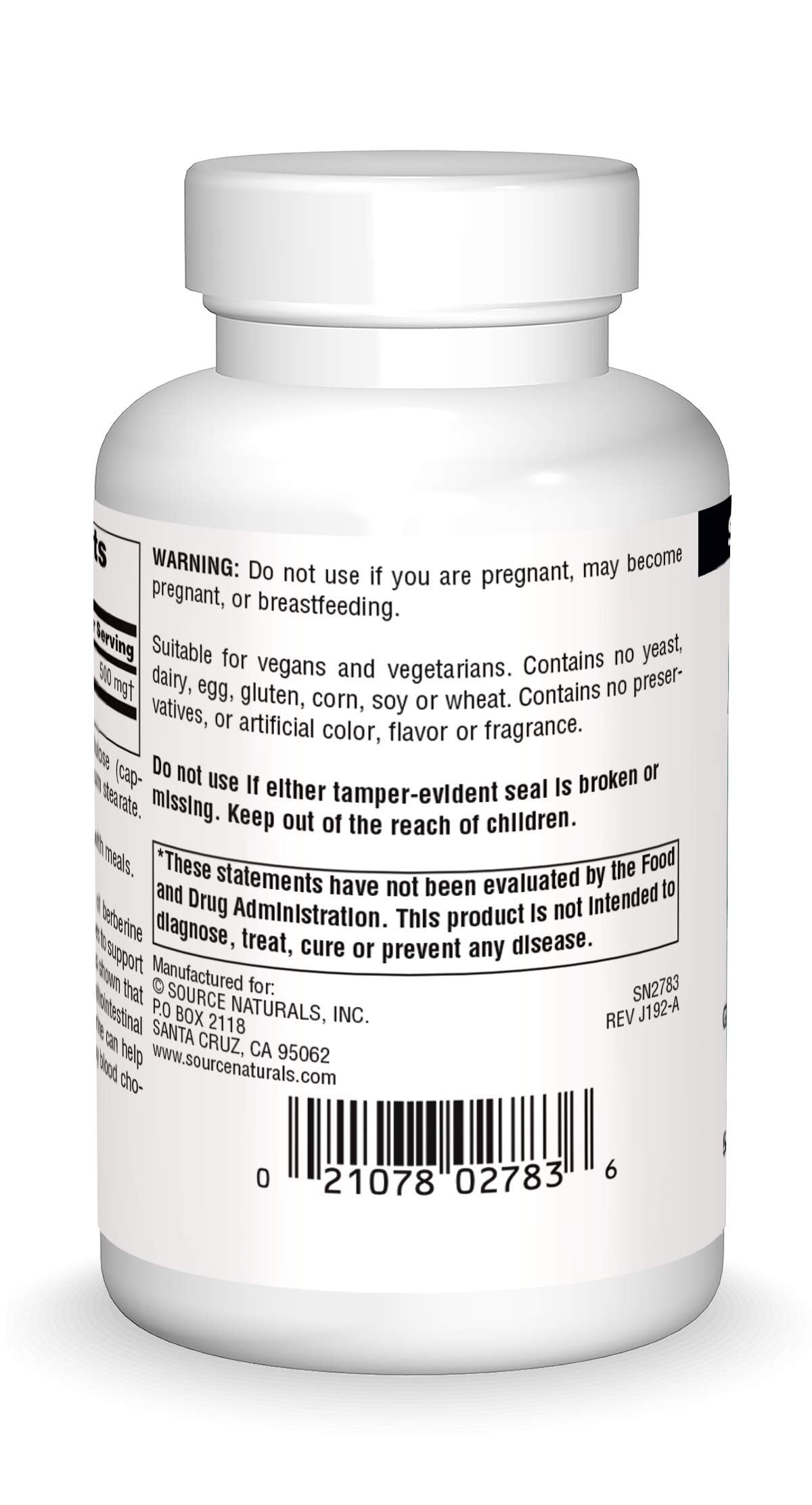 Source Naturals Berberine – capsules faciles à prendre avec les repas.