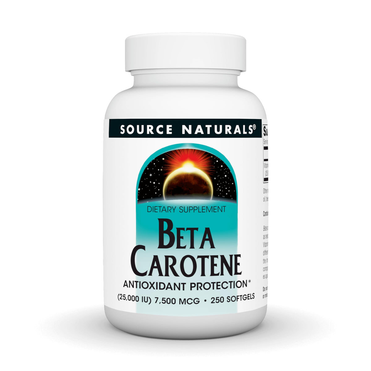 Source Naturals Beta Carotene, bouteille 25000 UI, soutien potentiel à la vision.