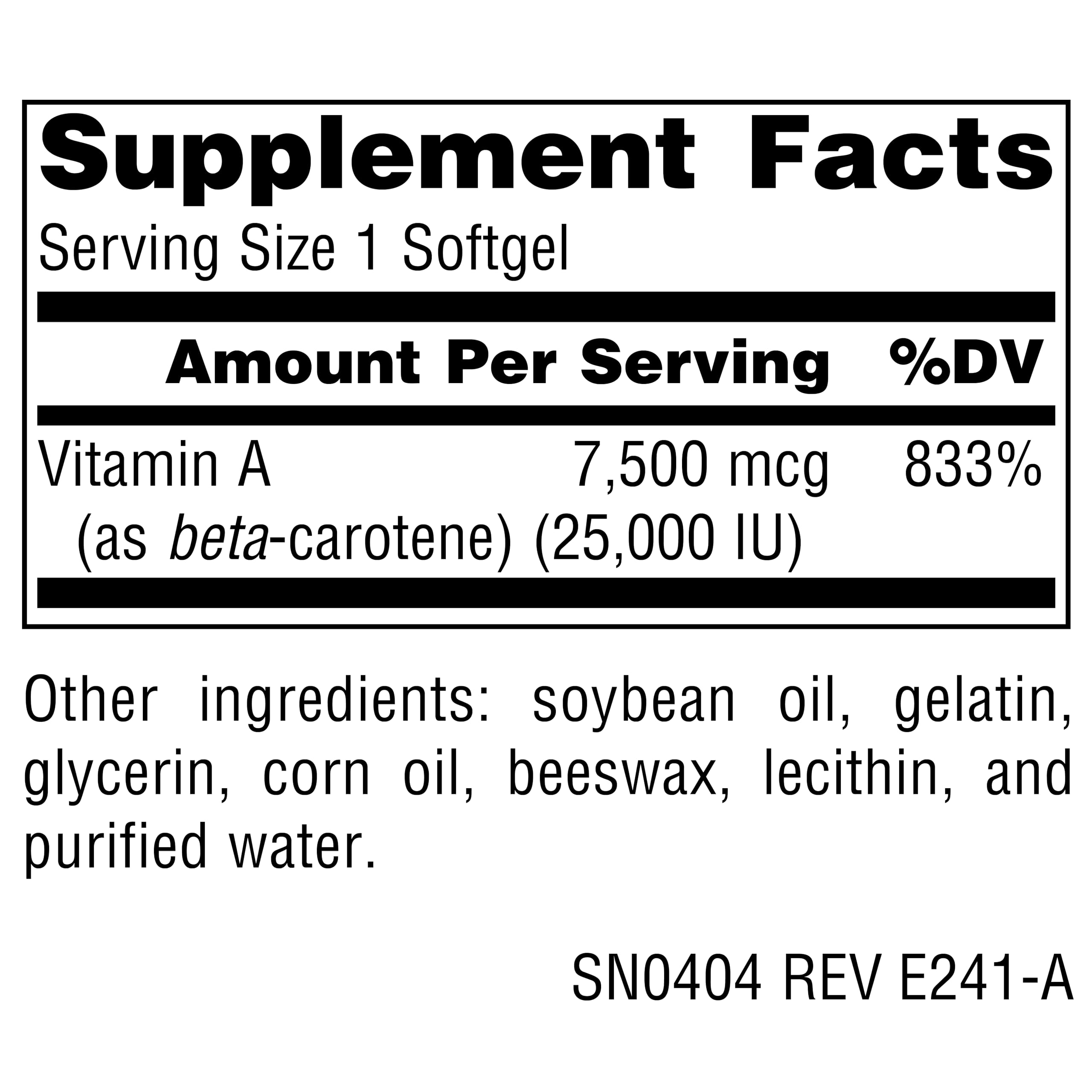 Source Naturals Beta Carotene, emballage original fabriqué aux États‑Unis.