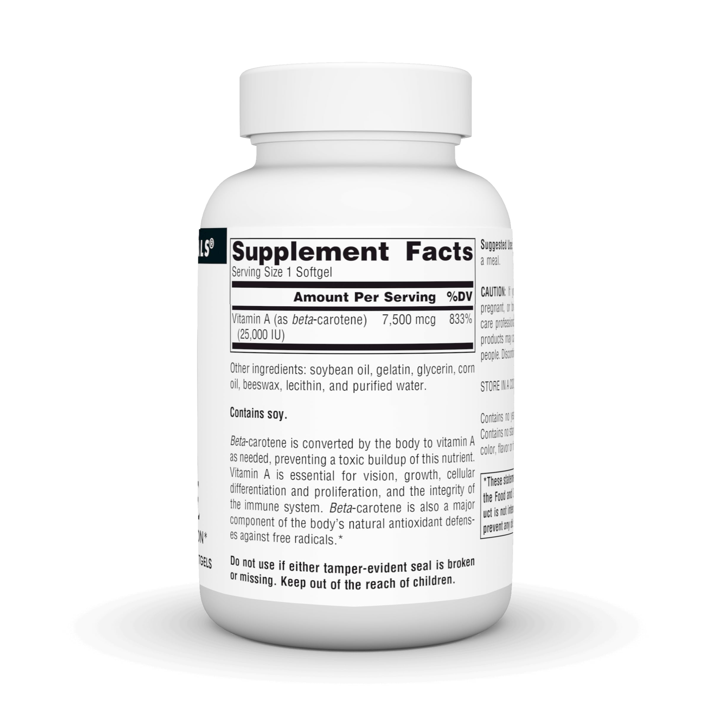 Source Naturals Beta Carotene, gélules 25000 UI, prise quotidienne simple.