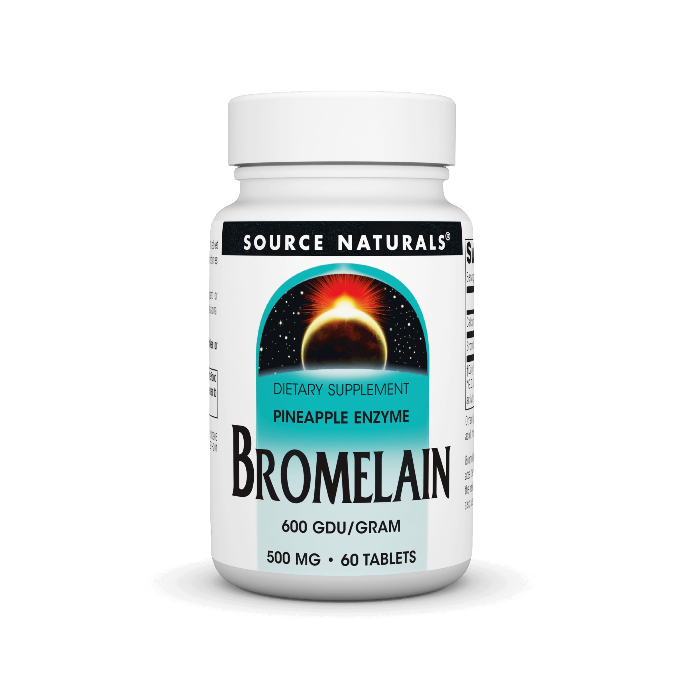 Source Naturals Bromélaïne – bouteille de 60 comprimés, dosage quotidien pratique.