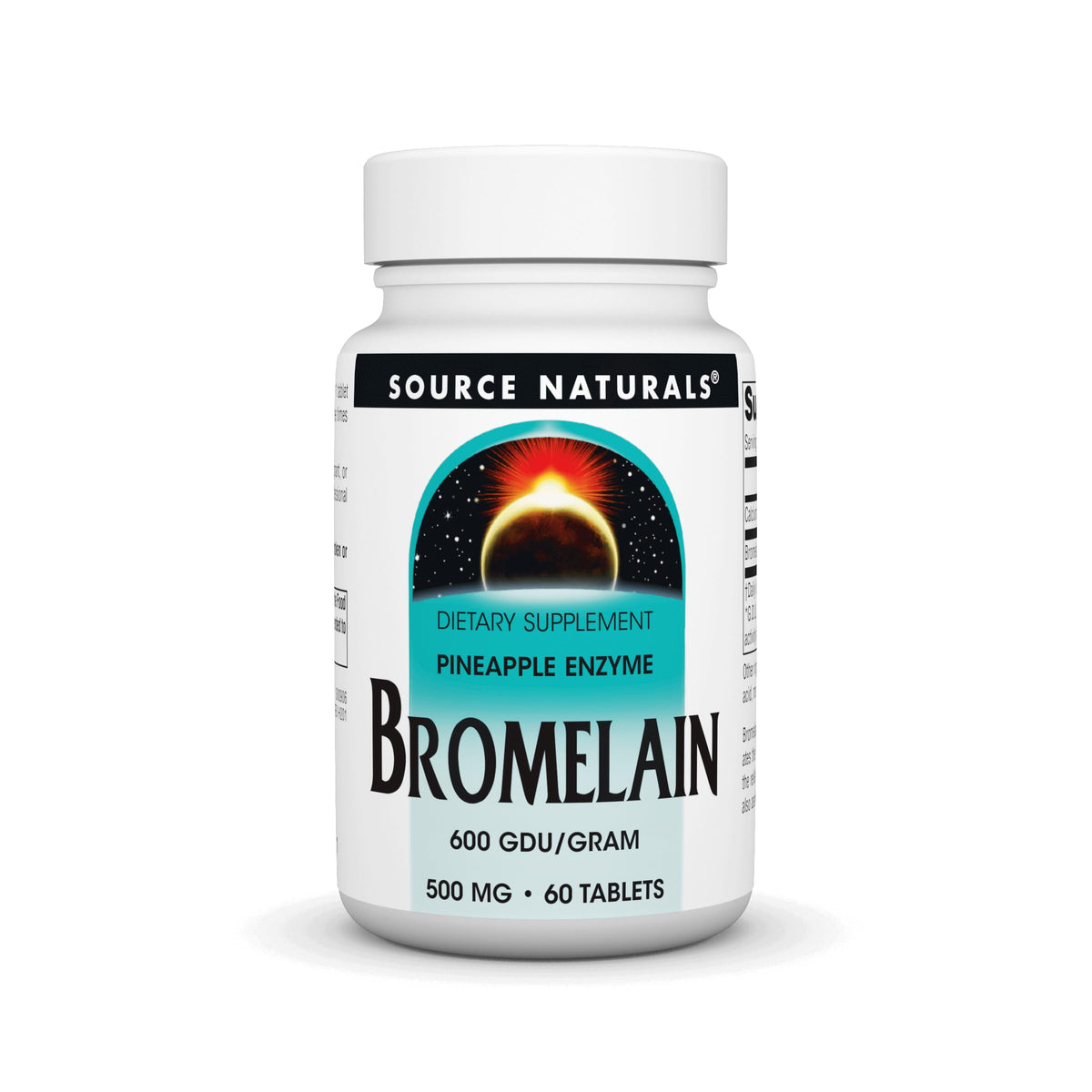 Source Naturals Bromélaïne – bouteille de 60 comprimés, dosage quotidien pratique.