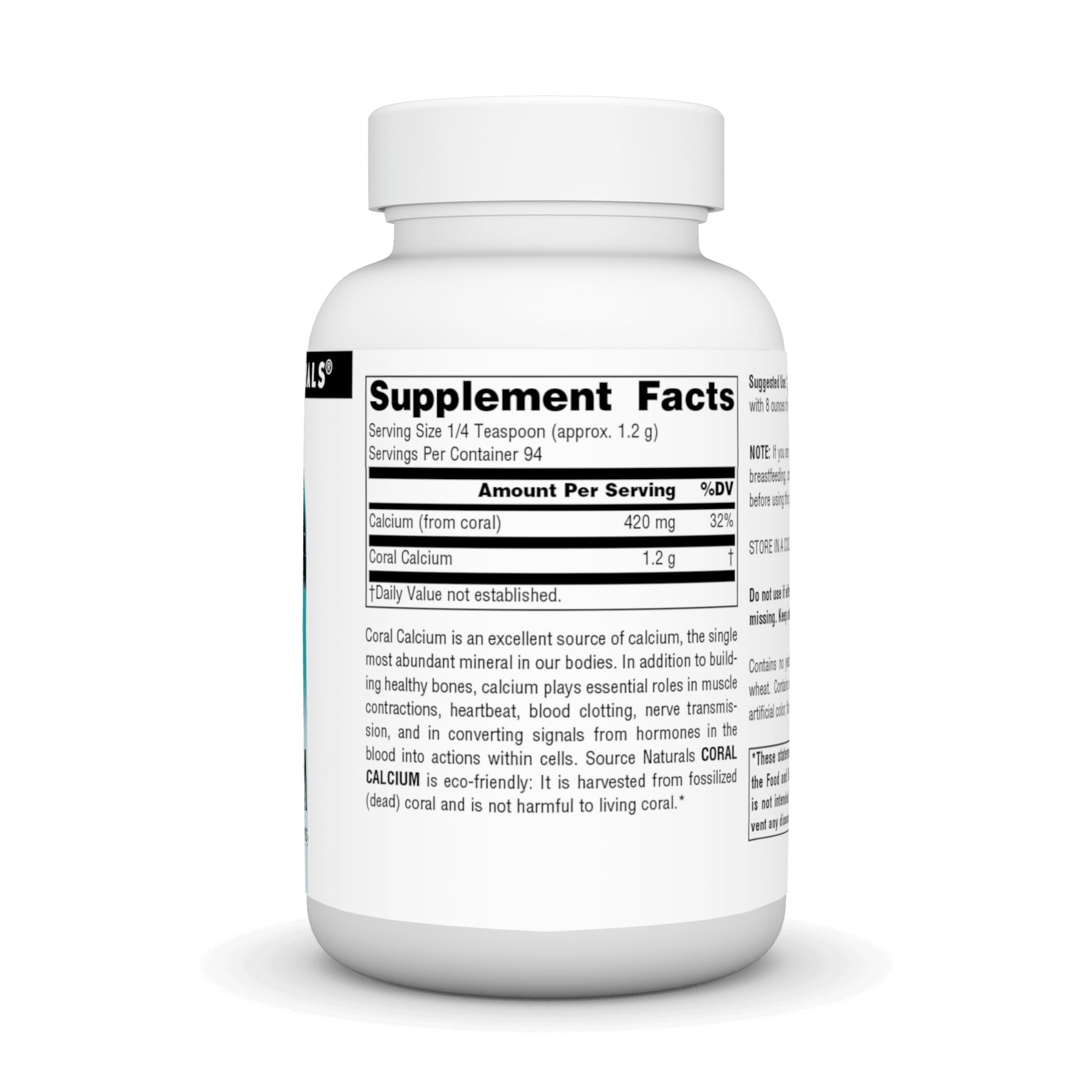 Source Naturals calcium de corail – cuillère doseuse incluse pour doser facilement