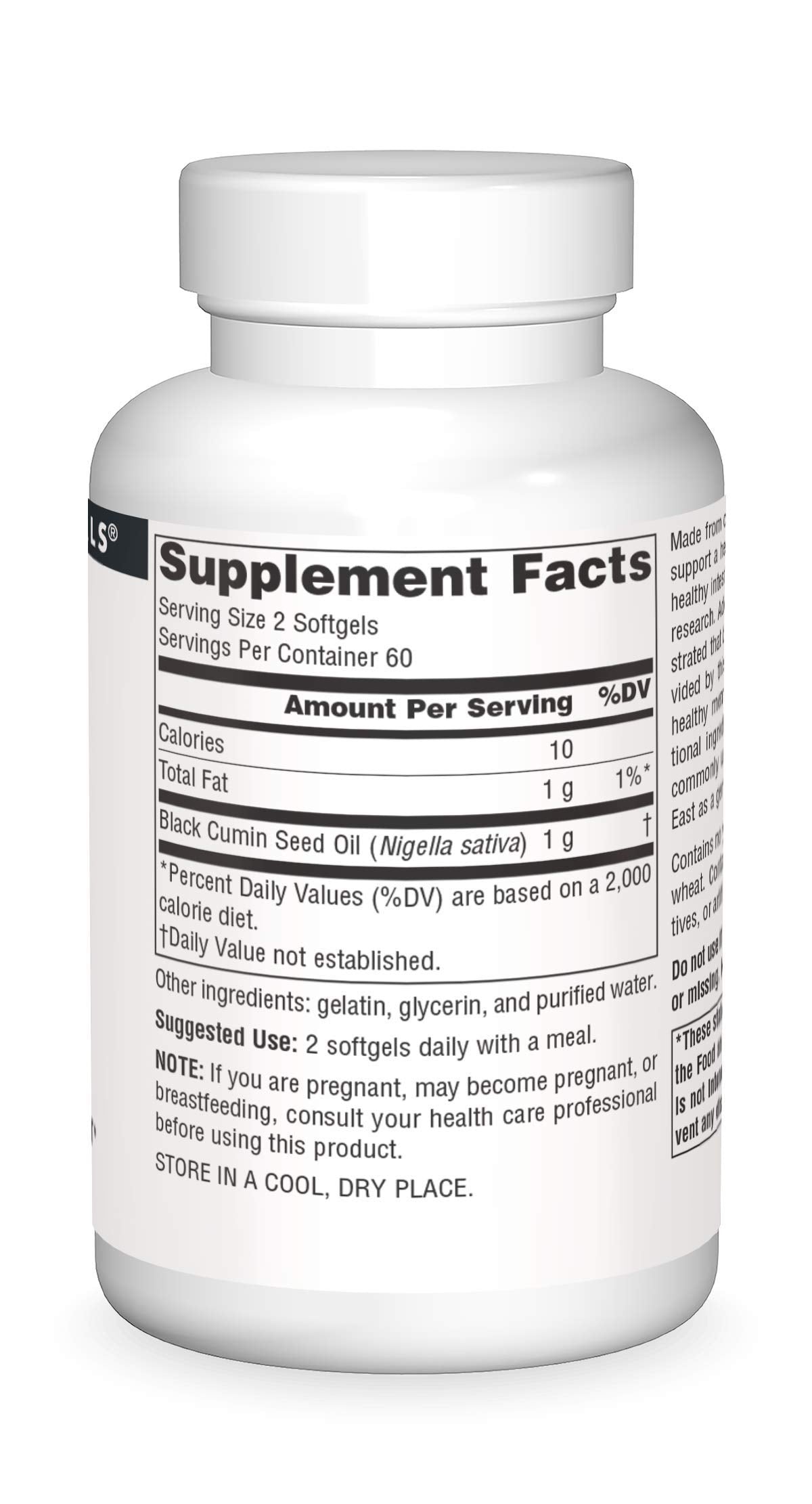 Source Naturals capsules molles cumin noir prête à l emploi.