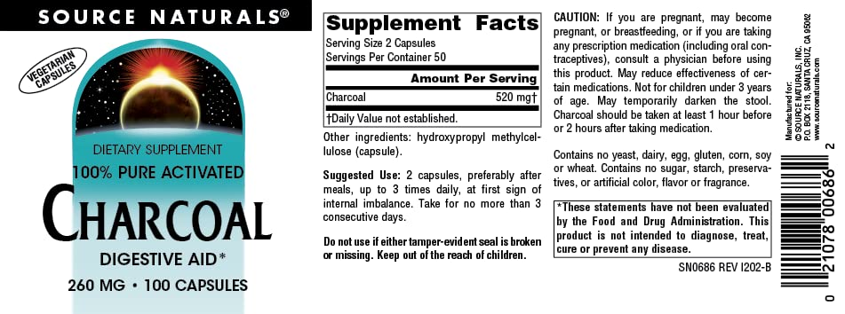 Source Naturals Charbon Actif – exemple d’utilisation après repas.
