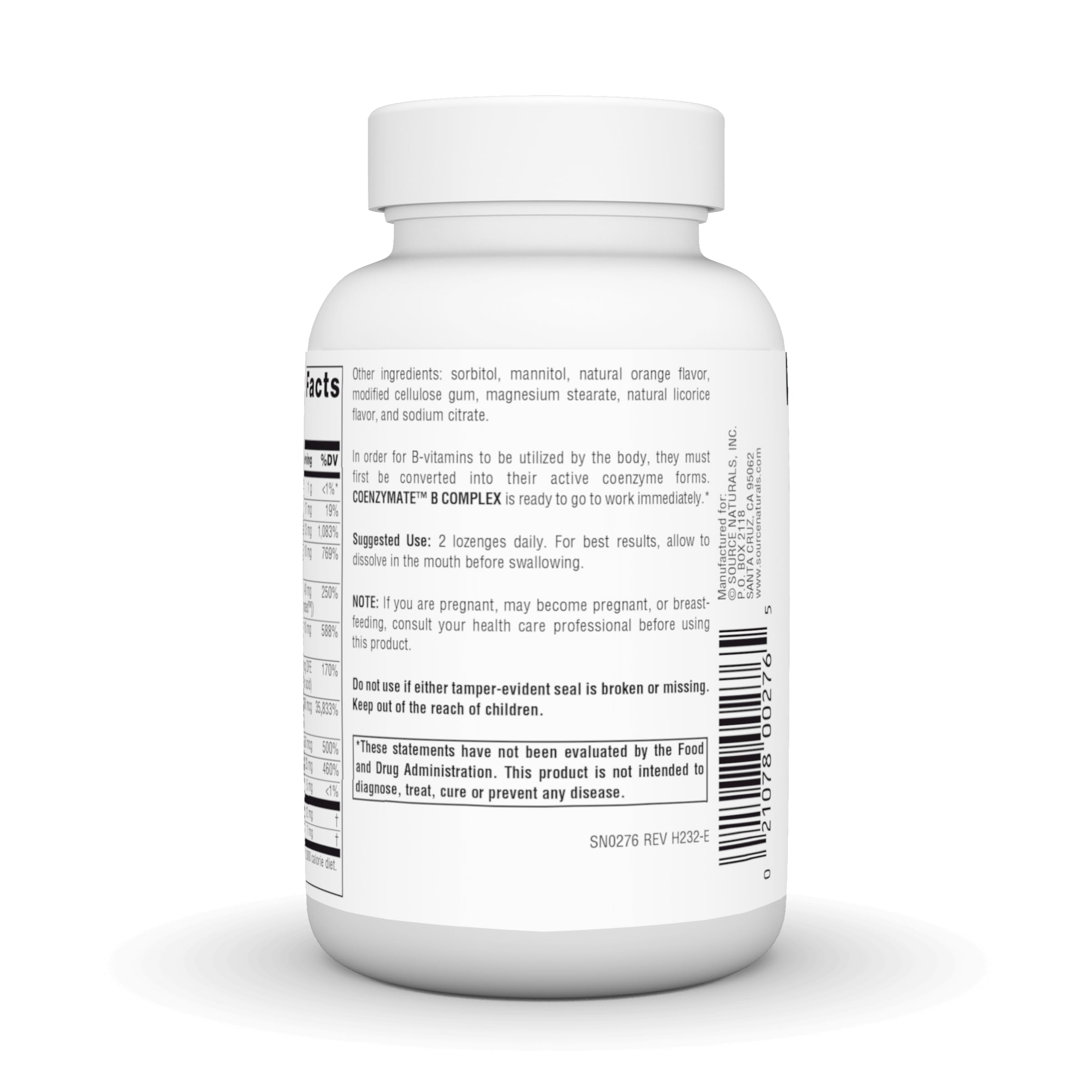 Bouteille Source Naturals Coenzymate B, 120 pastilles pour l'usage quotidien