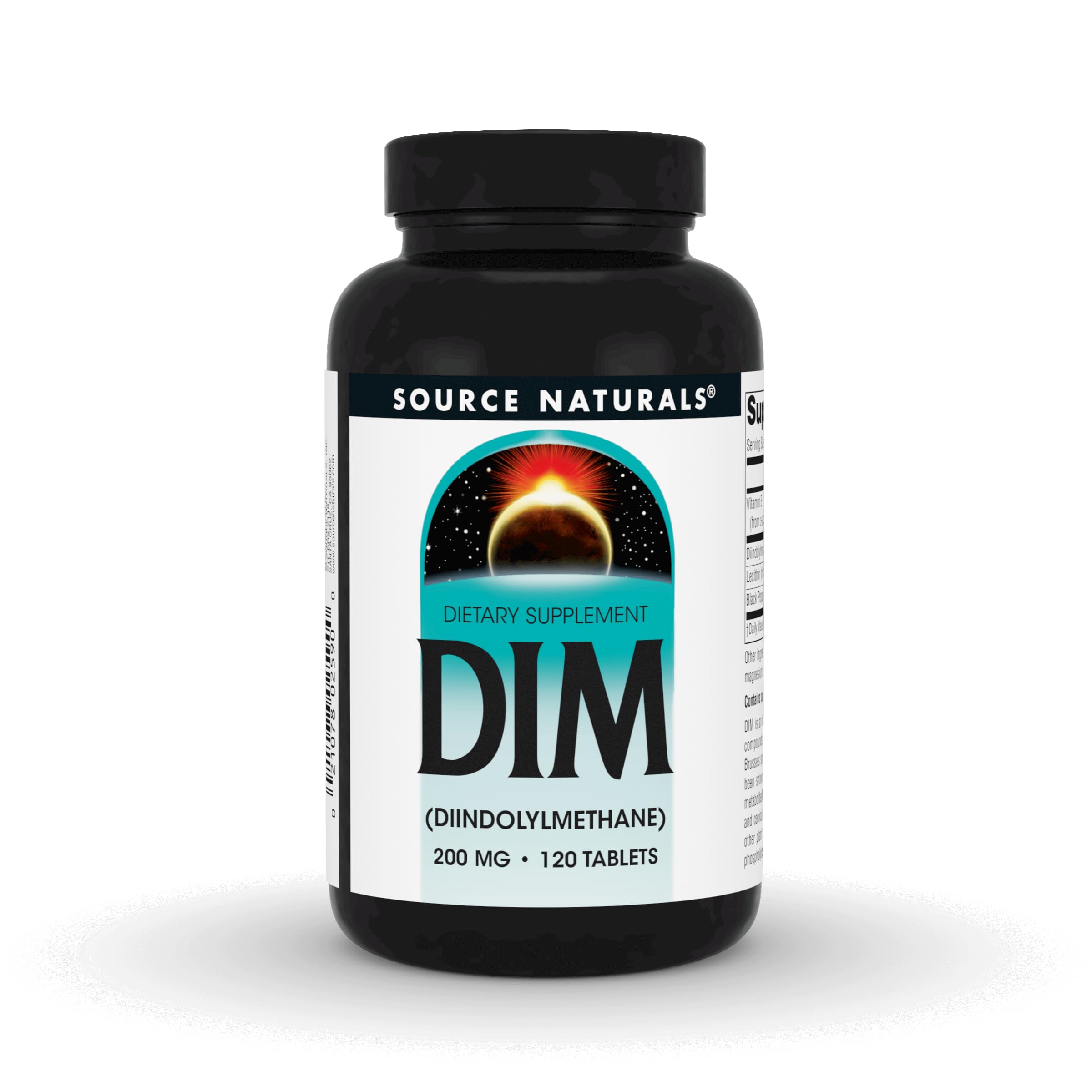 Source Naturals DIM 200 mg – bouteille, complément végétarien pour l'équilibre quotidien.