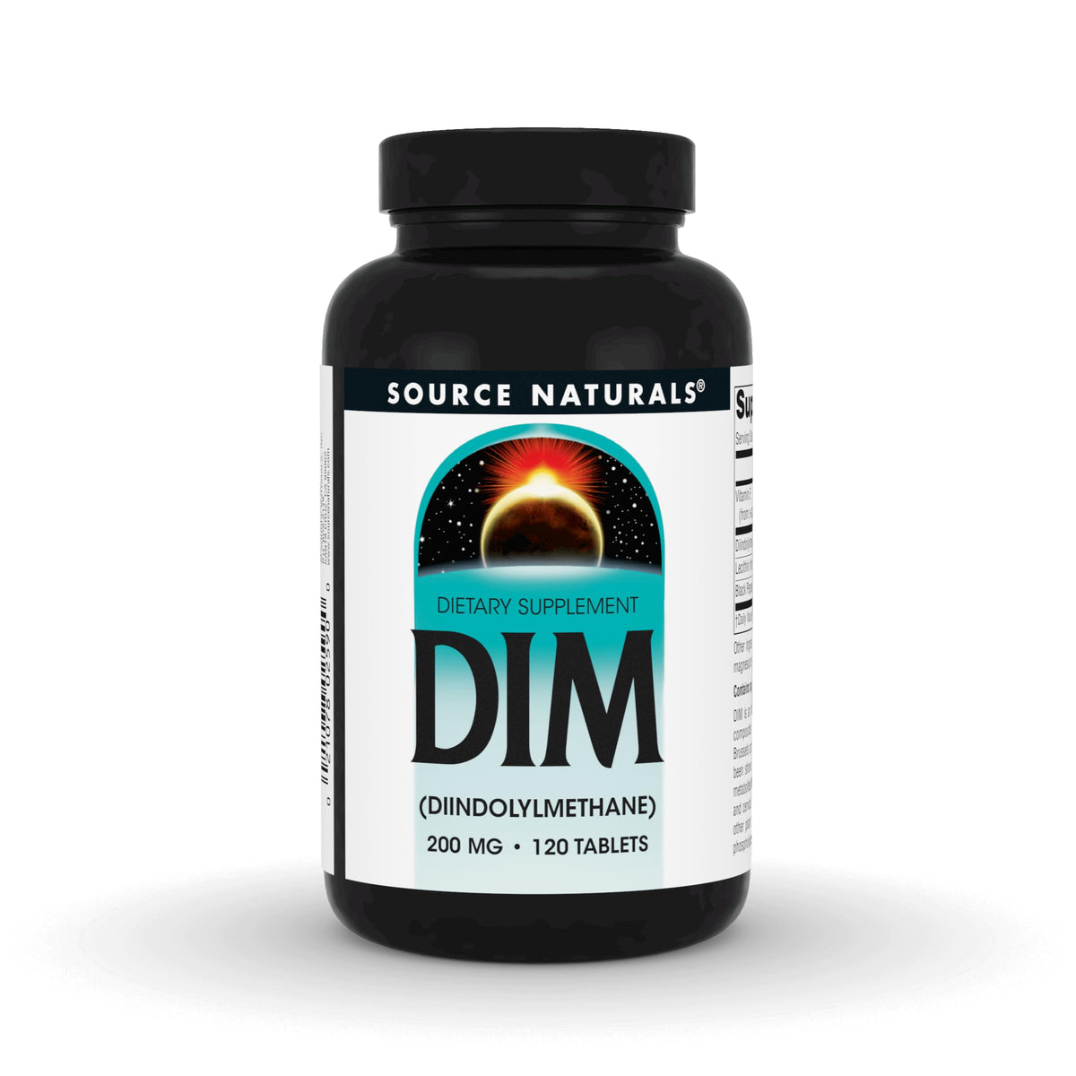 Source Naturals DIM 200 mg – bouteille, complément végétarien pour l'équilibre quotidien.