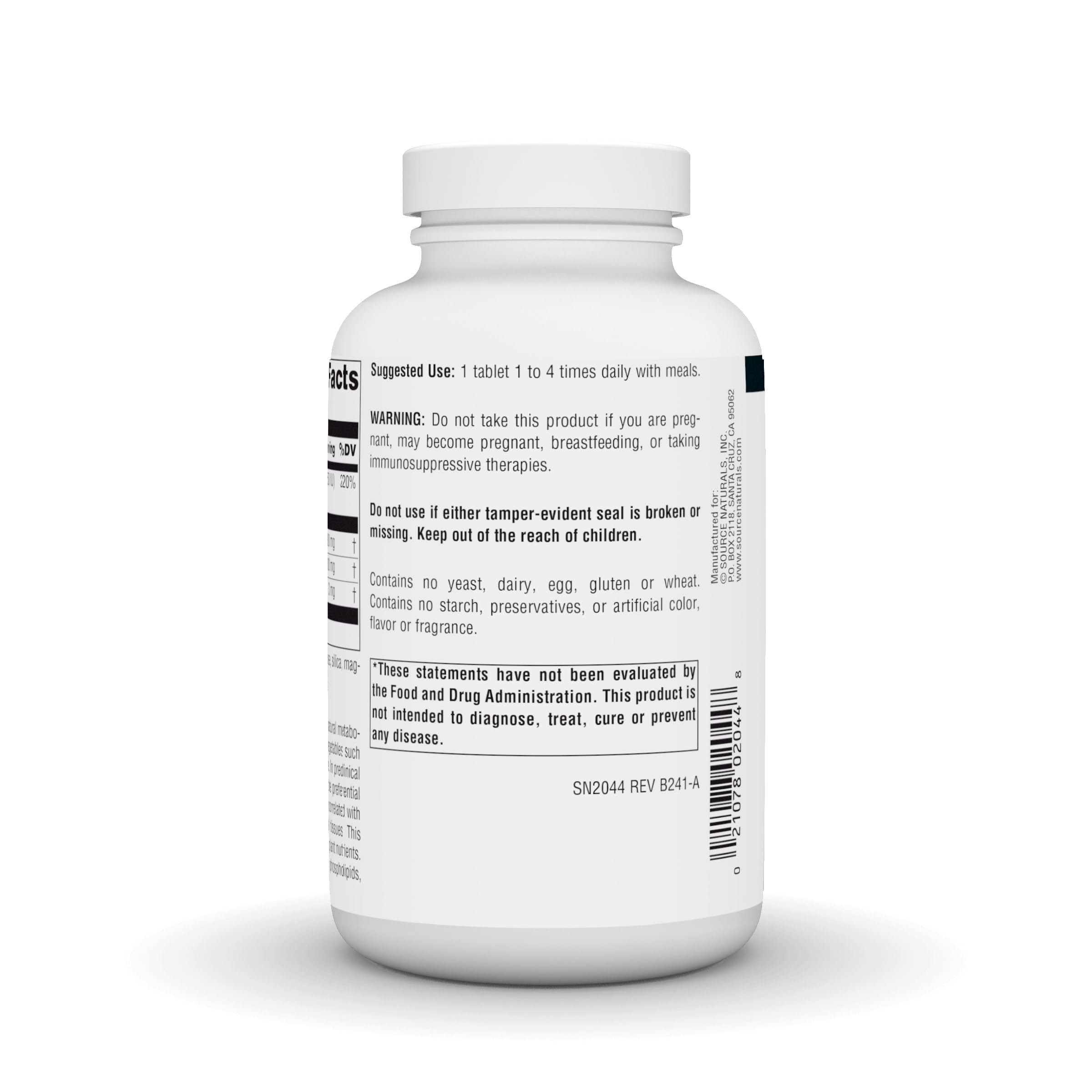 Source Naturals DIM étiquette: informations de dosage et ingrédients claires.