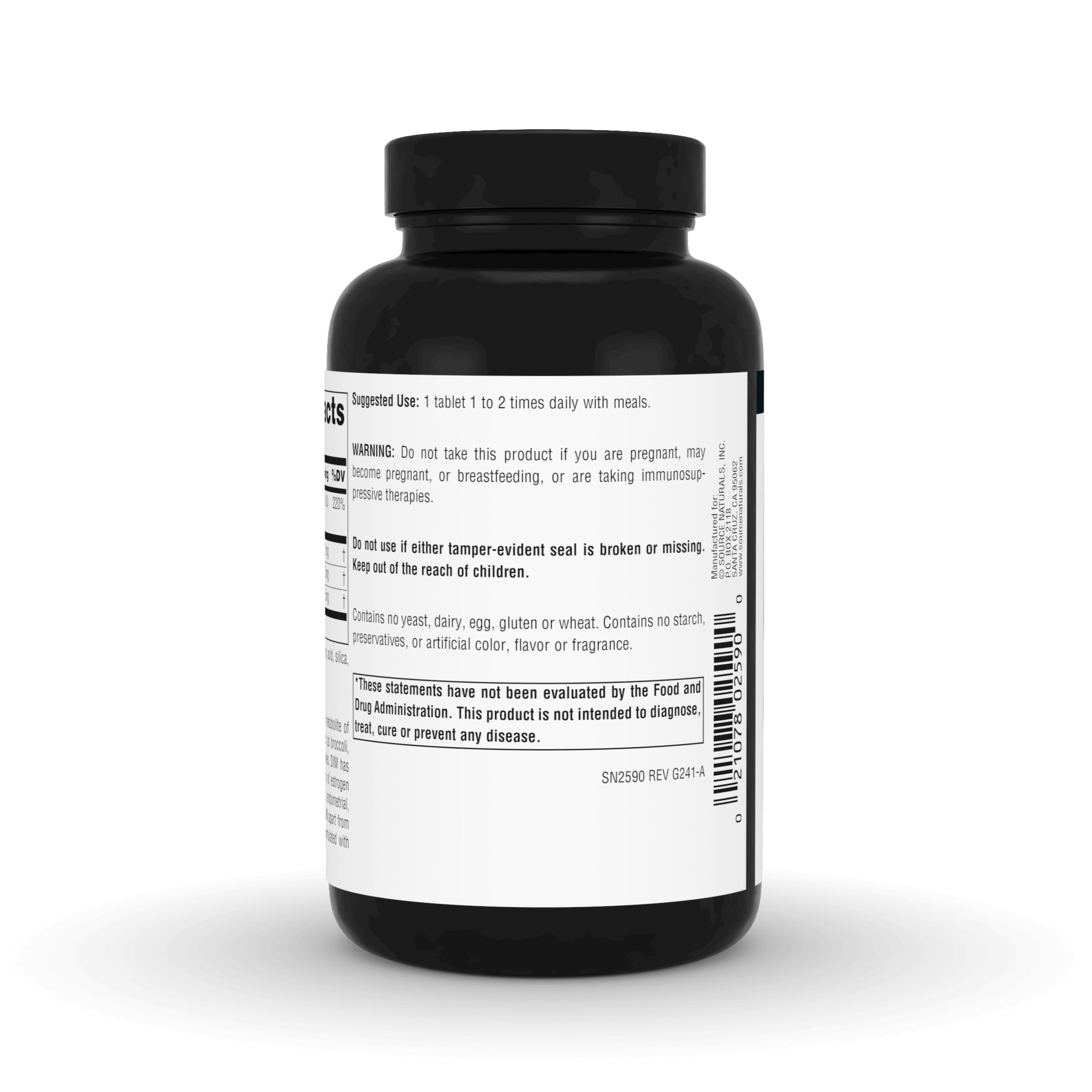 Source Naturals DIM – formulation végétarienne avec phospholipides, adaptée aux végétariens.