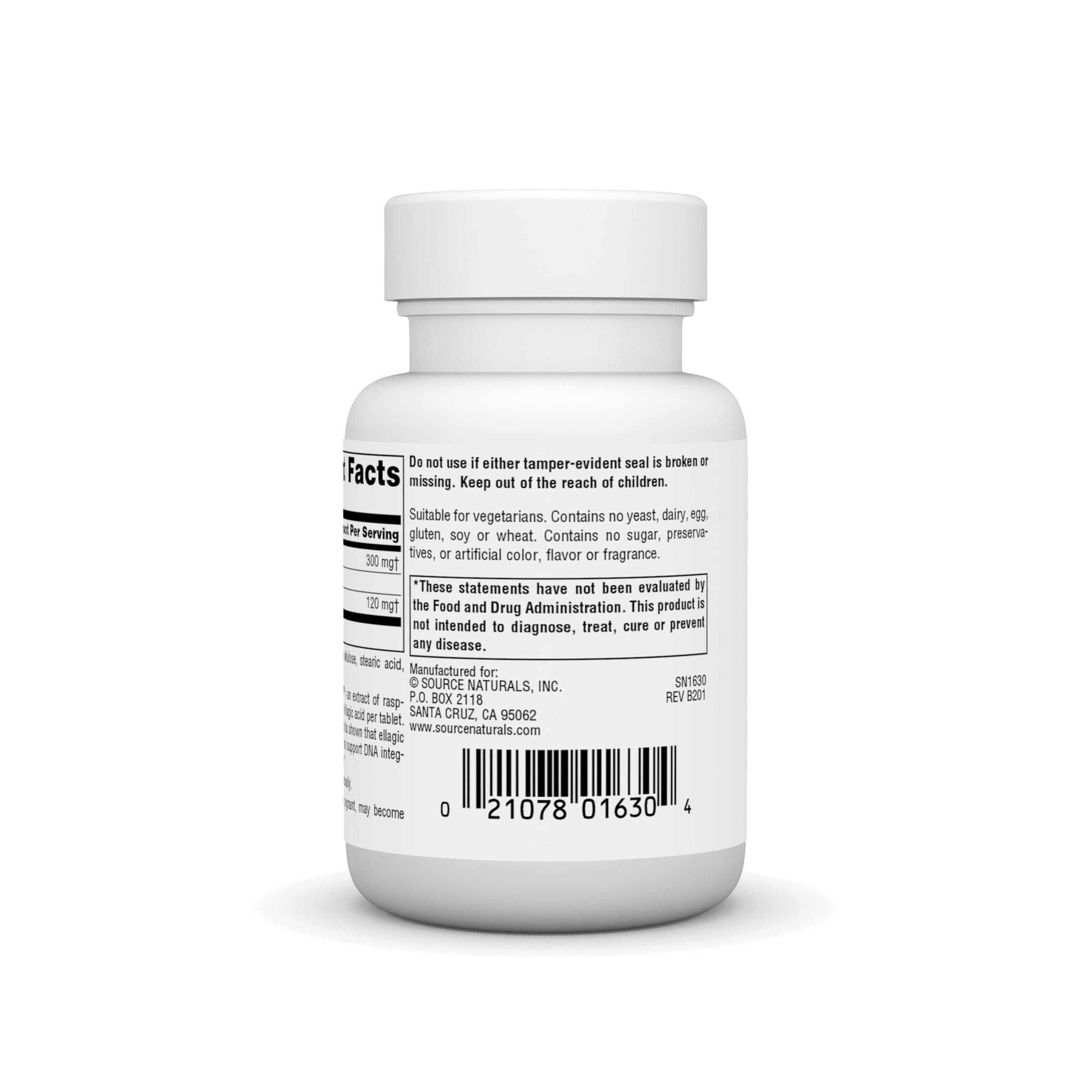 Source Naturals Ellagic Active – étiquette montrant ellagitannins élevés pour la santé cellulaire.