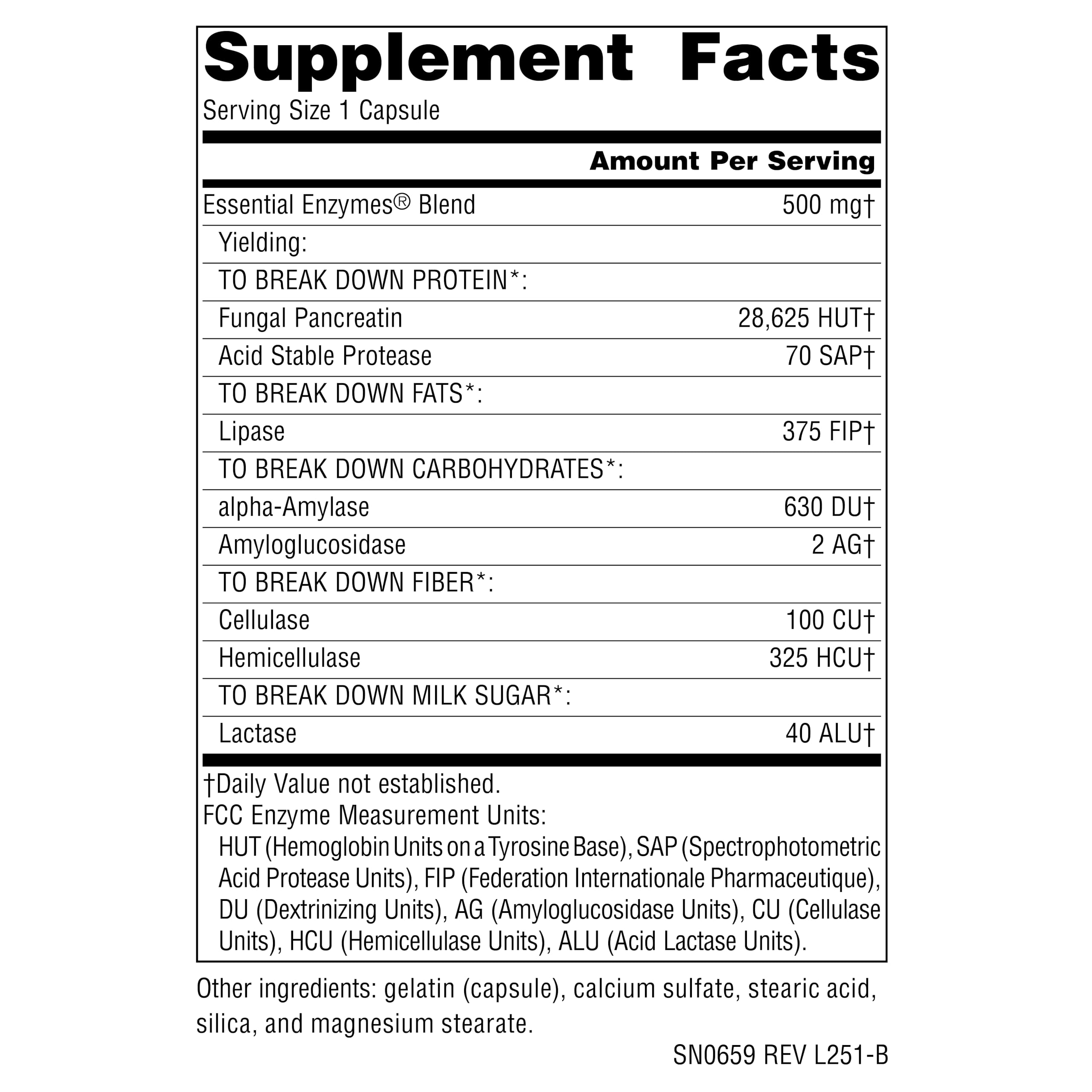 Gélules Source Naturals Enzymes Essentiels transparentes prêtes à être prises après les repas.
