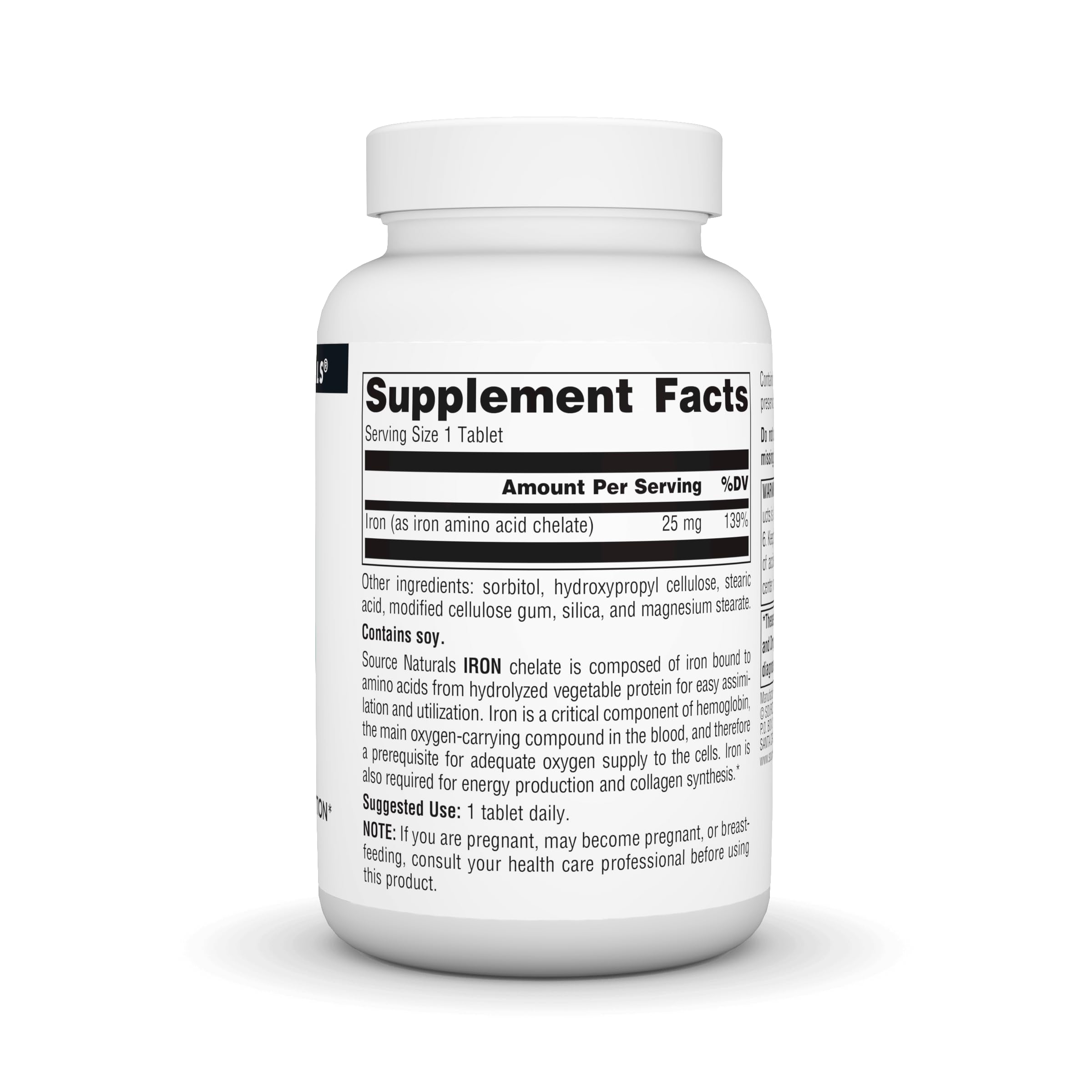 Source Naturals Fer chelate - tablettes compactes: dose quotidienne pratique pour rester énergisé.
