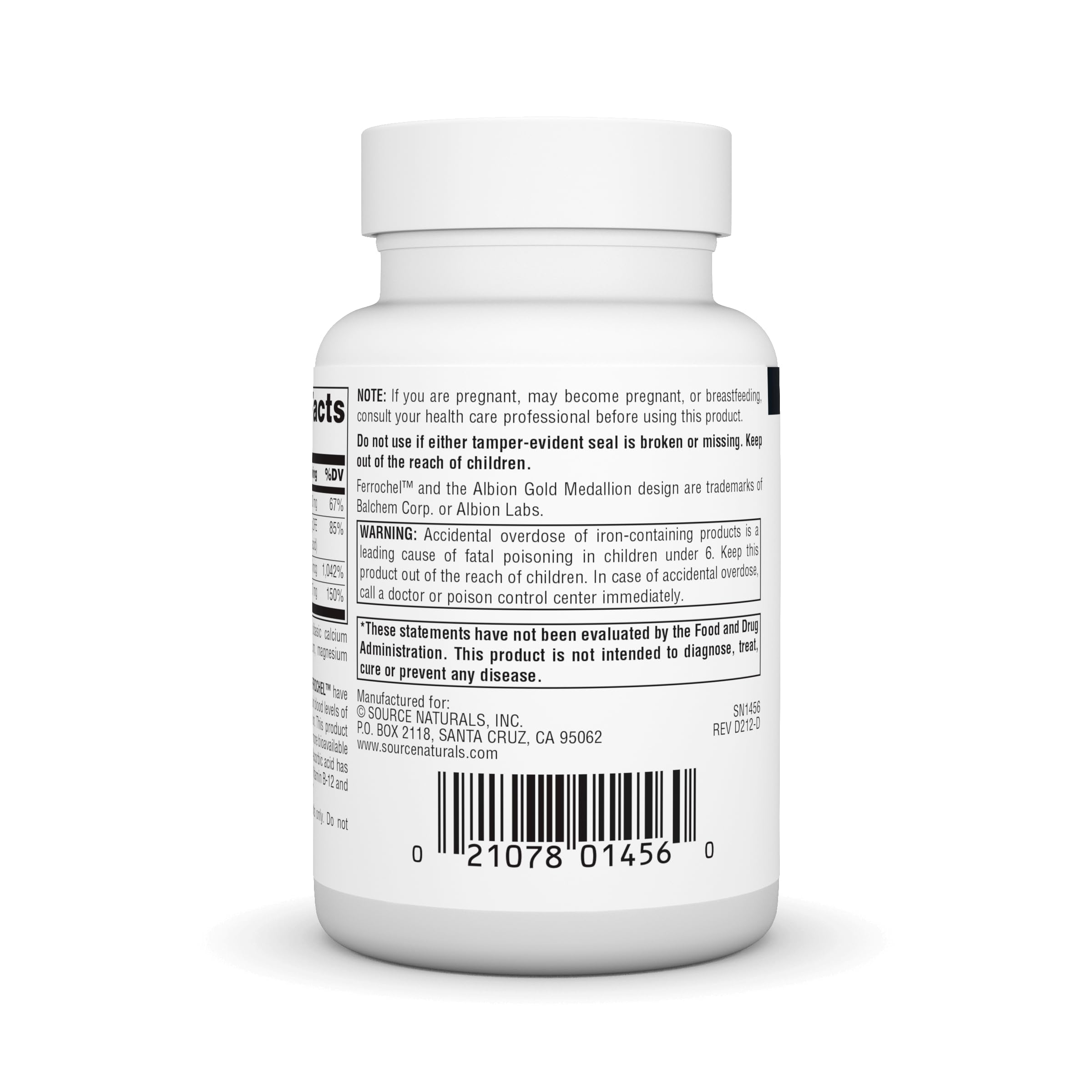 Etiquette Source Naturals sur le flacon, informations claires.