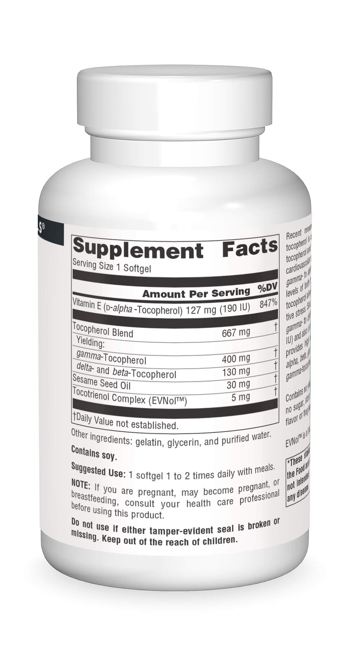 Source Naturals Gamma E Complex, capsules molles sans gluten ni produits laitiers.