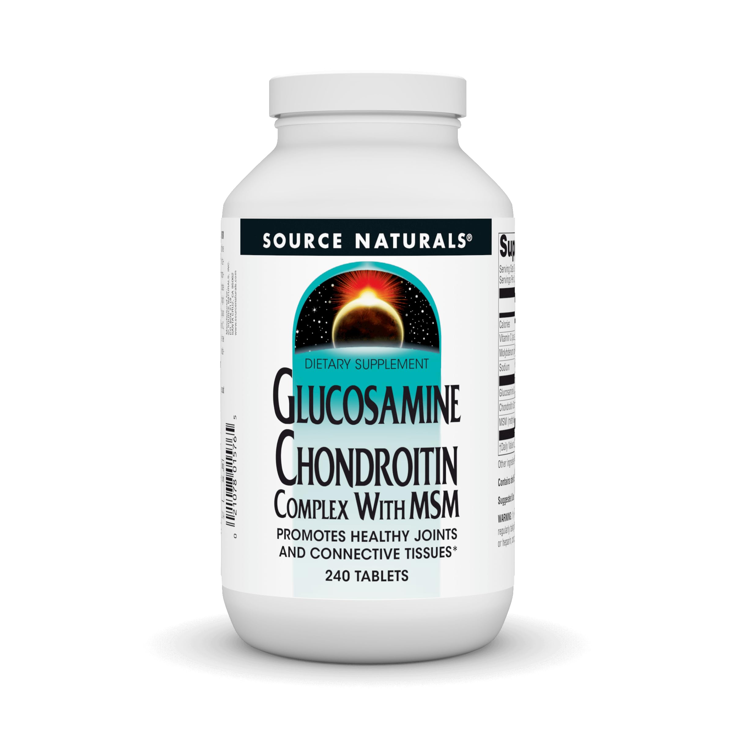 Source Naturals Glucosamine Chondroitin MSM : bottle with easy to take tablets.