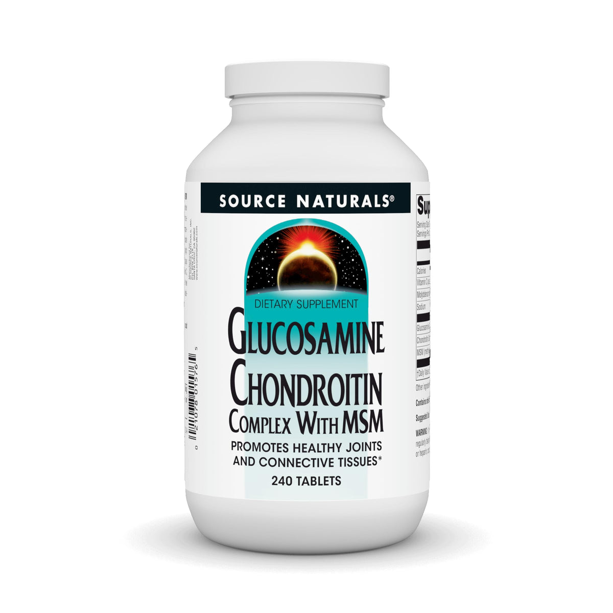 Source Naturals Glucosamine Chondroitin MSM : bottle with easy to take tablets.