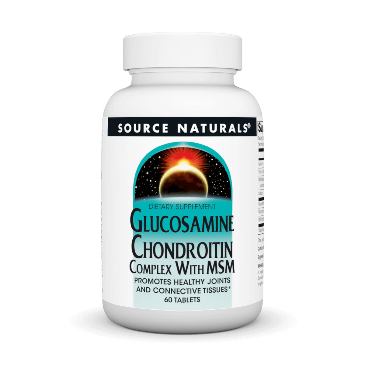 Source Naturals glucosamine chondroitin msm en bouteille, pratique pour une routine quotidienne.