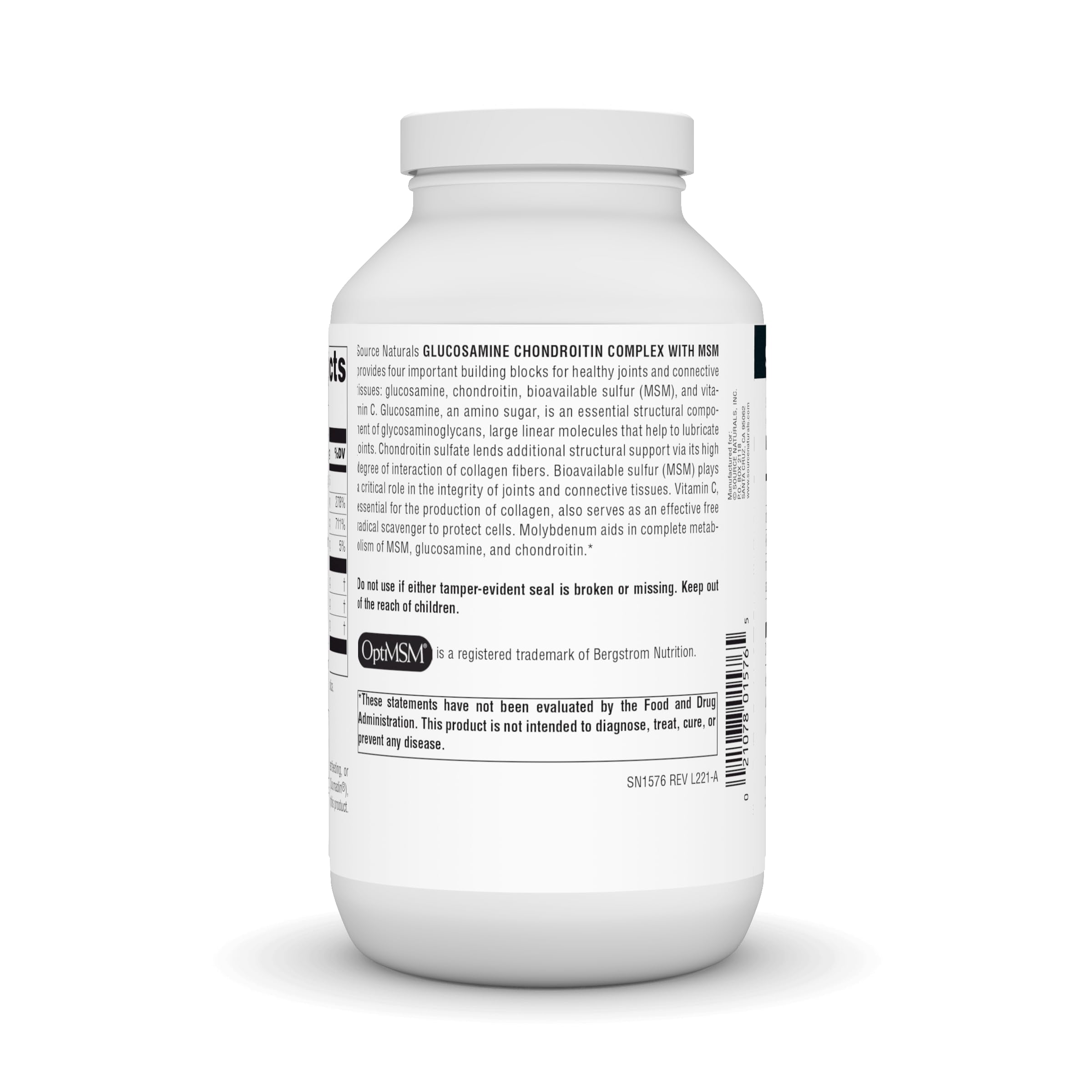 Étiquette Source Naturals : informations claires sur les ingrédients et l’utilisation recommandée.