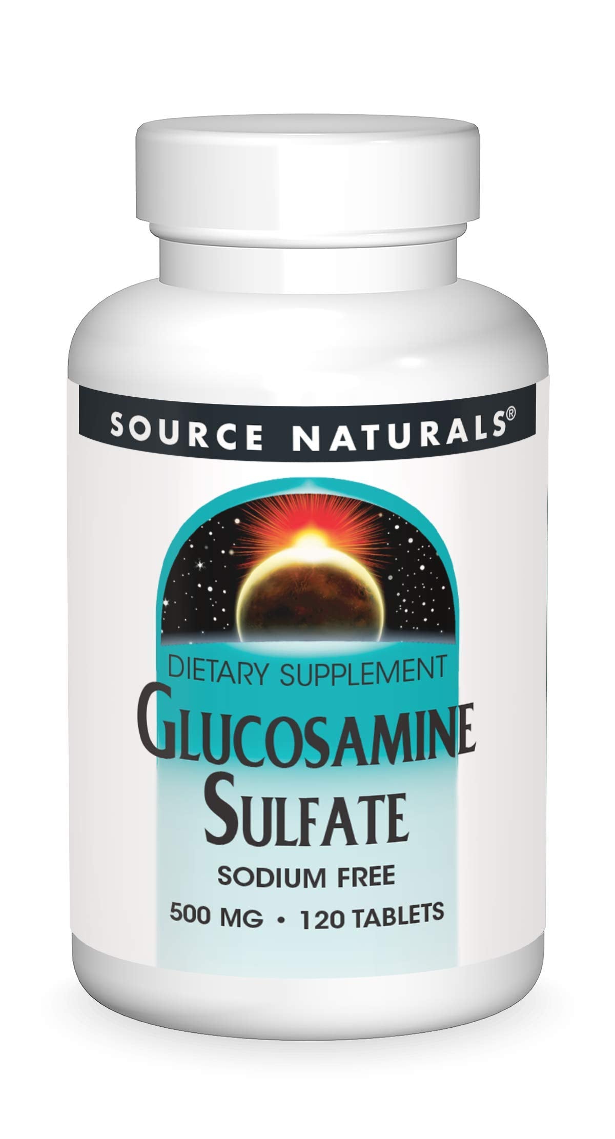 Source Naturals Glucosamine Sulfate en bouteille, soutien potentiel des articulations.