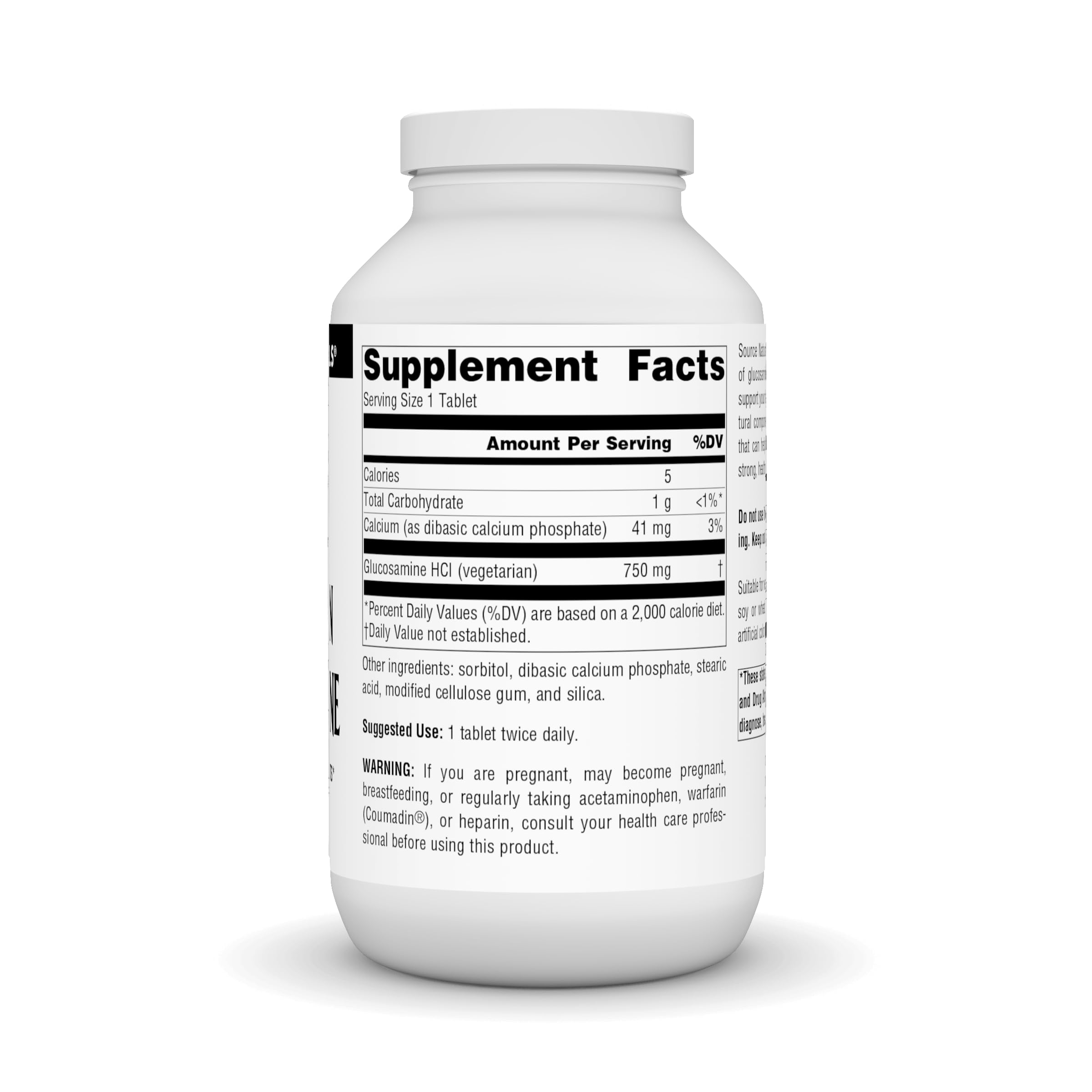 Source Naturals glucosamine végétariennes, tablettes adaptées pour un soutien possible des articulations.