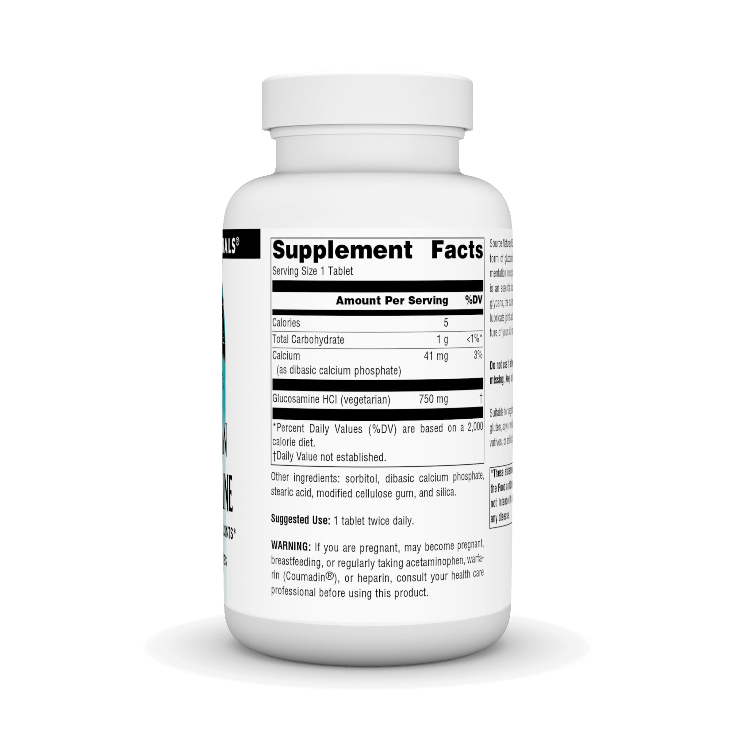 Source Naturals Glucosamine végétarien - bouteille, comprimés faciles à prendre au quotidien.