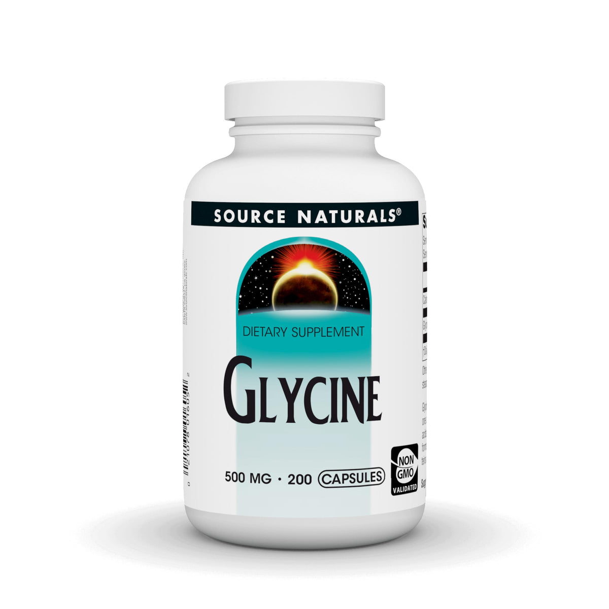 Source Naturals Glycine capsules 500 mg, soutien potentiel à la synthèse des protéines.