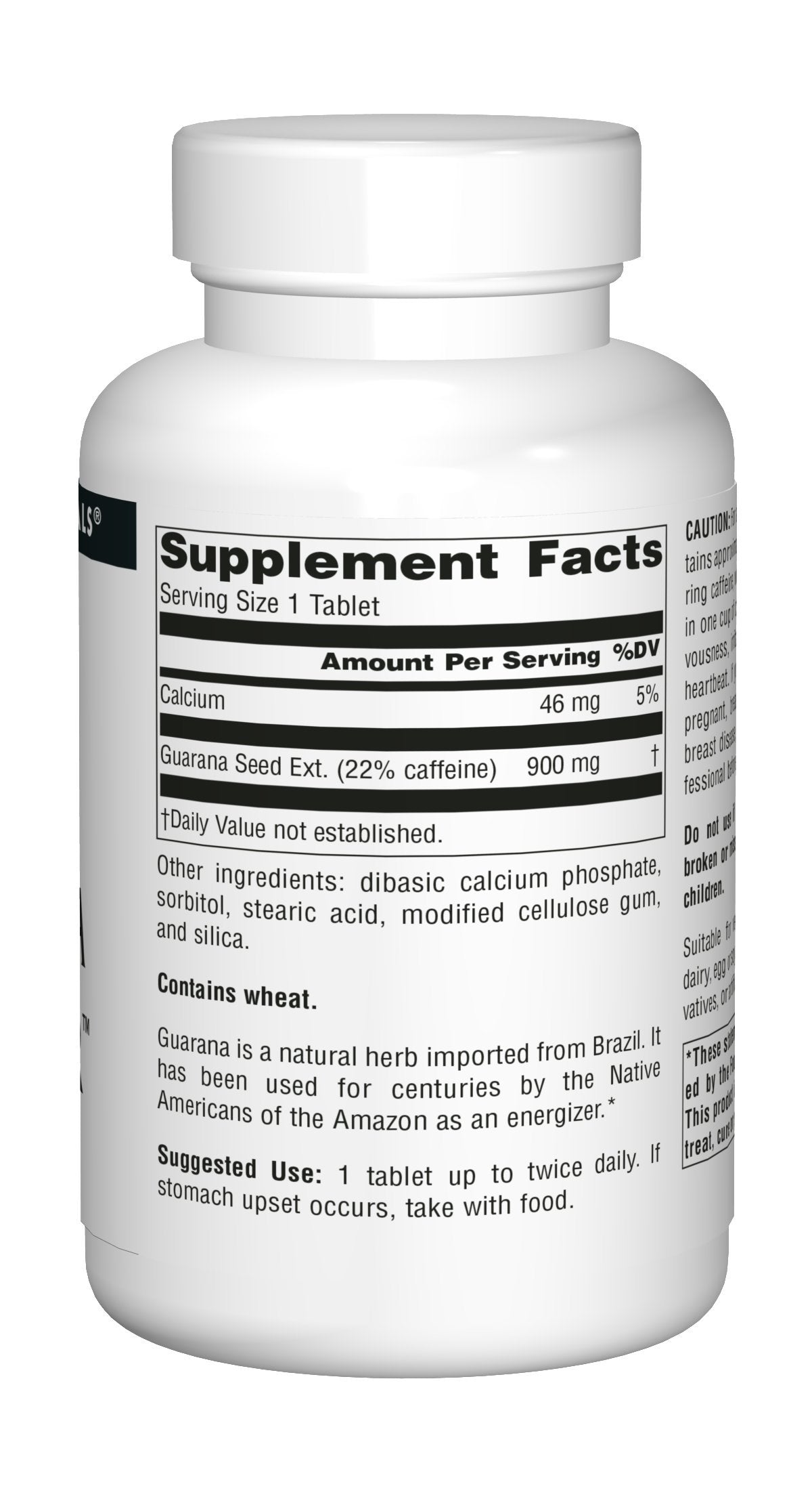 Source Naturals Guarana Energizer, bouteille compacte, facile à emporter pour rester alerte.