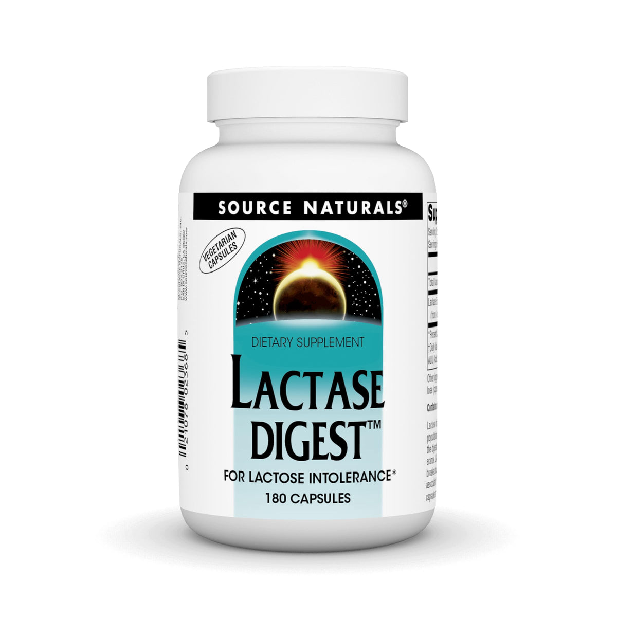 Source Naturals Lactase Digest, bouteille visible, soutien possible pour tolérer les produits laitiers.