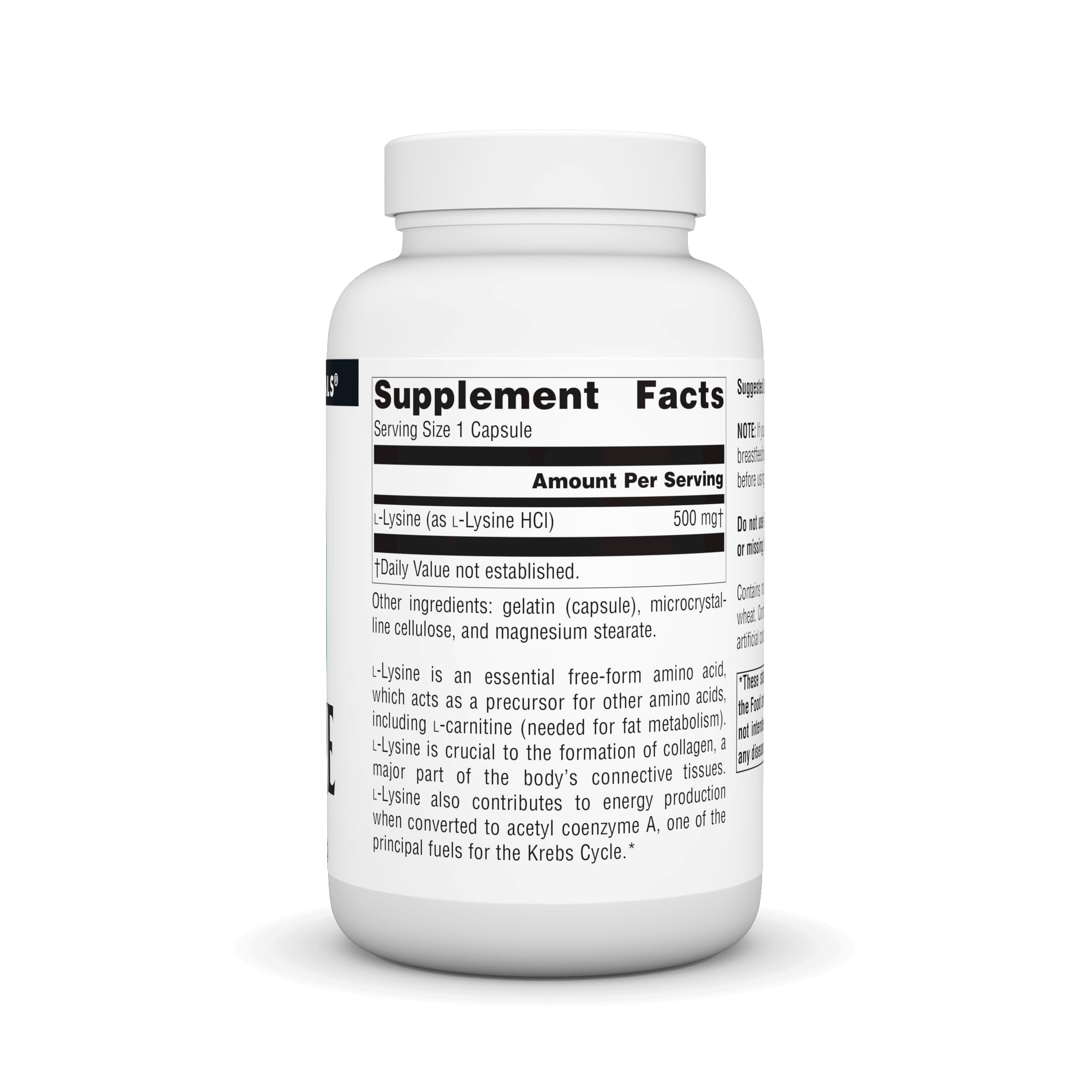 Source Naturals L-Lysine capsules, forme pratique pour votre routine quotidienne.
