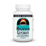 Source Naturals Magnésium Glycinate: bouteille sur plan de travail, absorption potentiellement améliorée