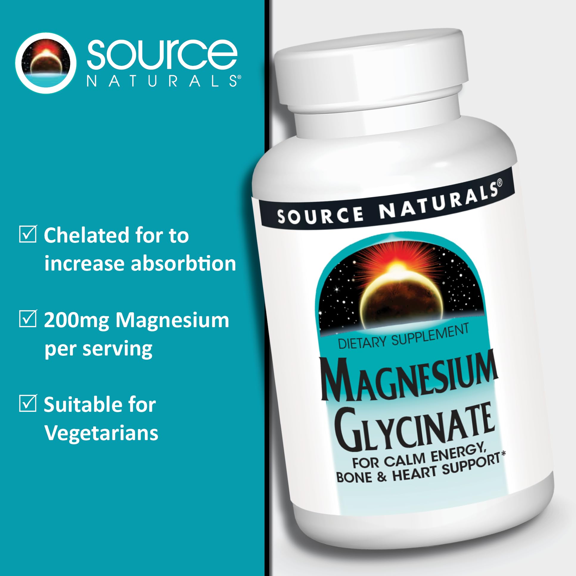 Source Naturals Magnésium Glycinate: prise quotidienne avec eau