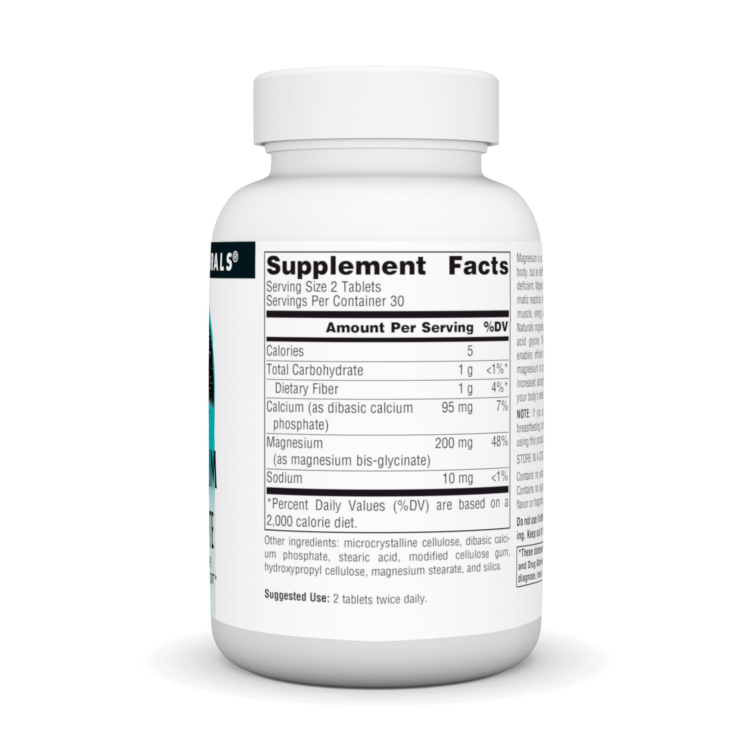 Source Naturals Magnésium Glycinate: étiquette lisible, soutien potentiel des muscles et du système nerveux