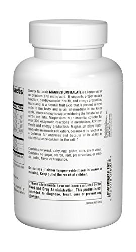 Source Naturals Magnésium Malate — emballage préservant la formulation et l’efficacité.