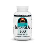 Source Naturals Mega-GLA 300, bouteille-gelules, pratique pour l'apport quotidien en acides gras essentiels.