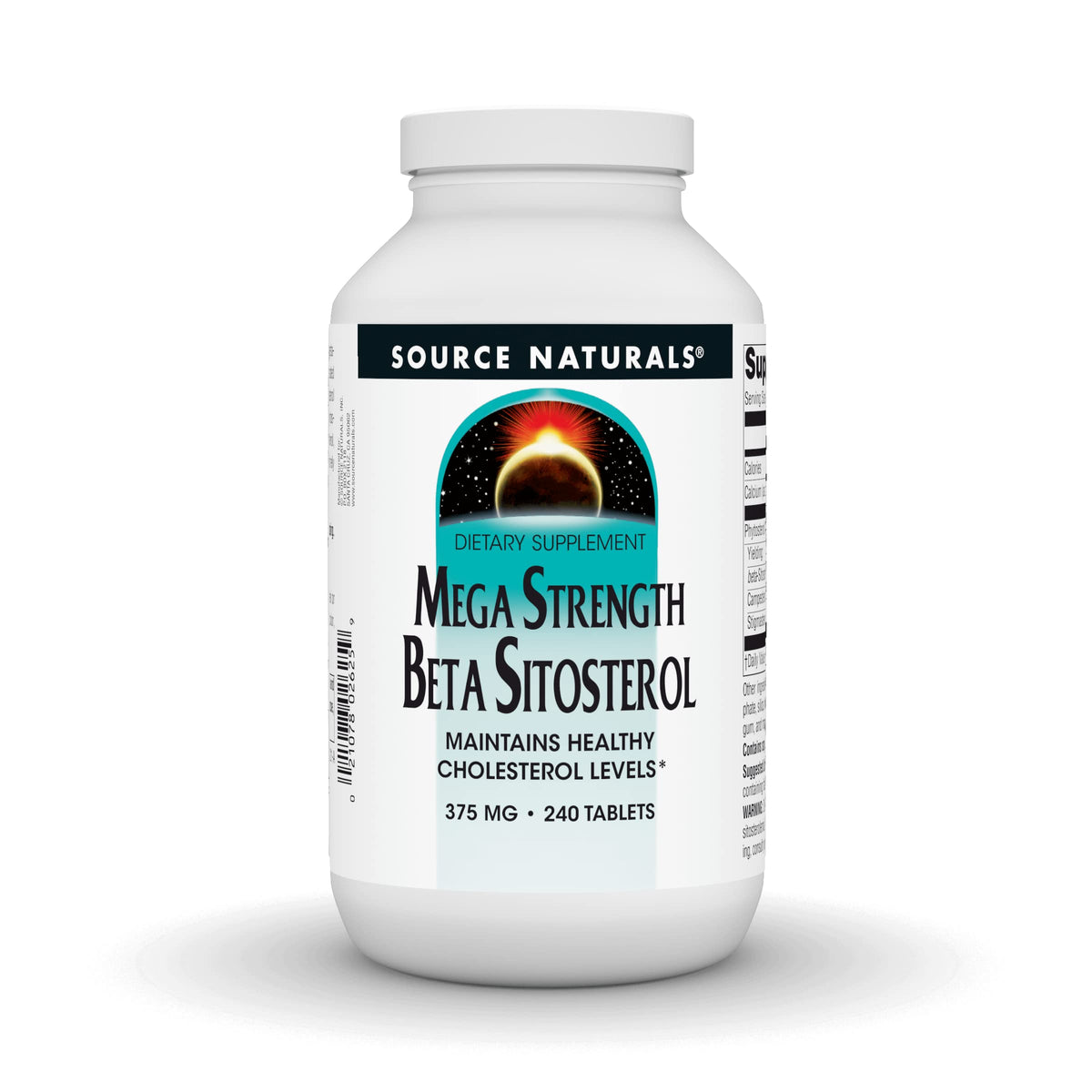 Source Naturals Mega Strength Beta Sitosterol – bouteille avant: soutien potentiel des niveaux normaux de cholestérol.