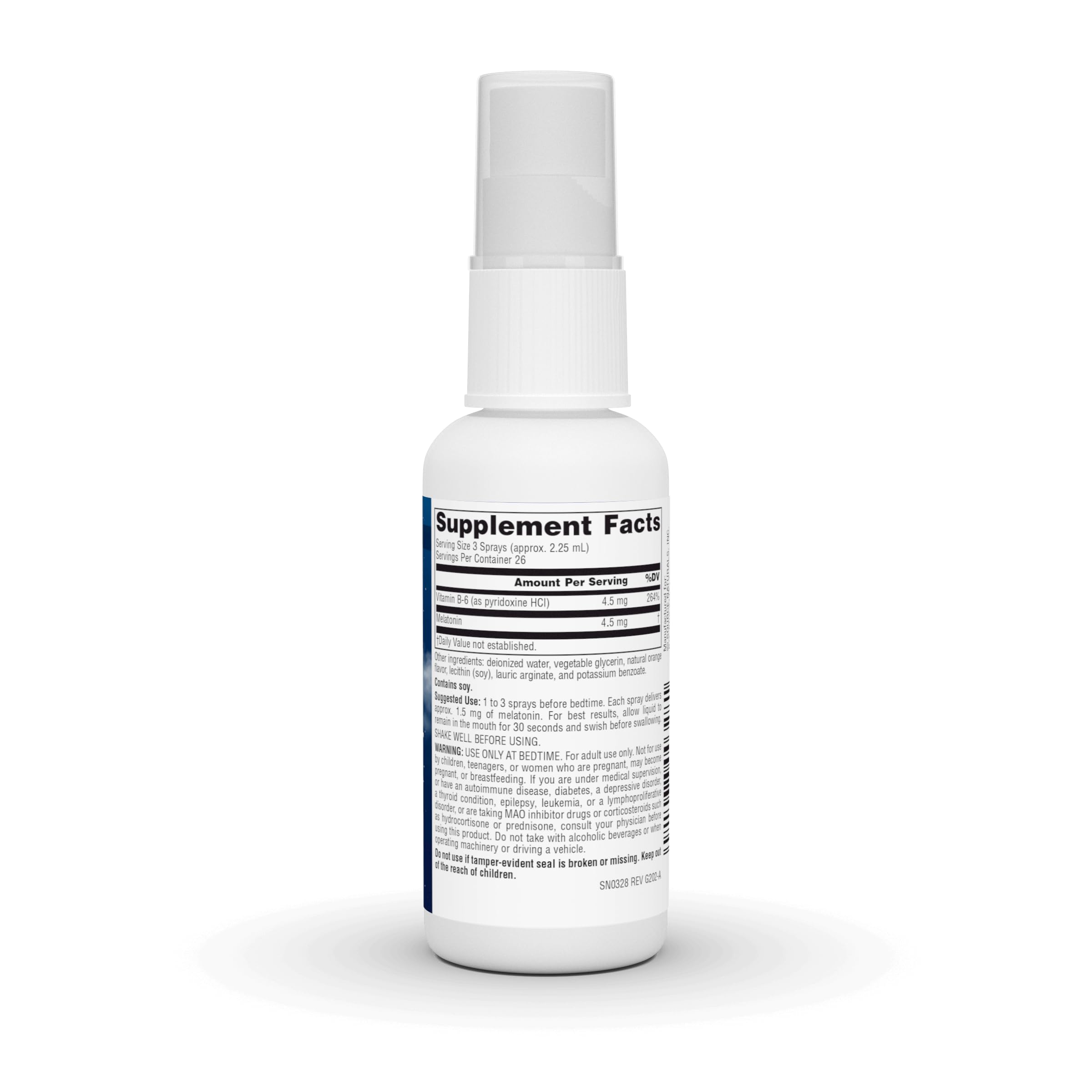 Source Naturals Melatonin NutraSpray, emballage orange, format spray facile à utiliser le soir.