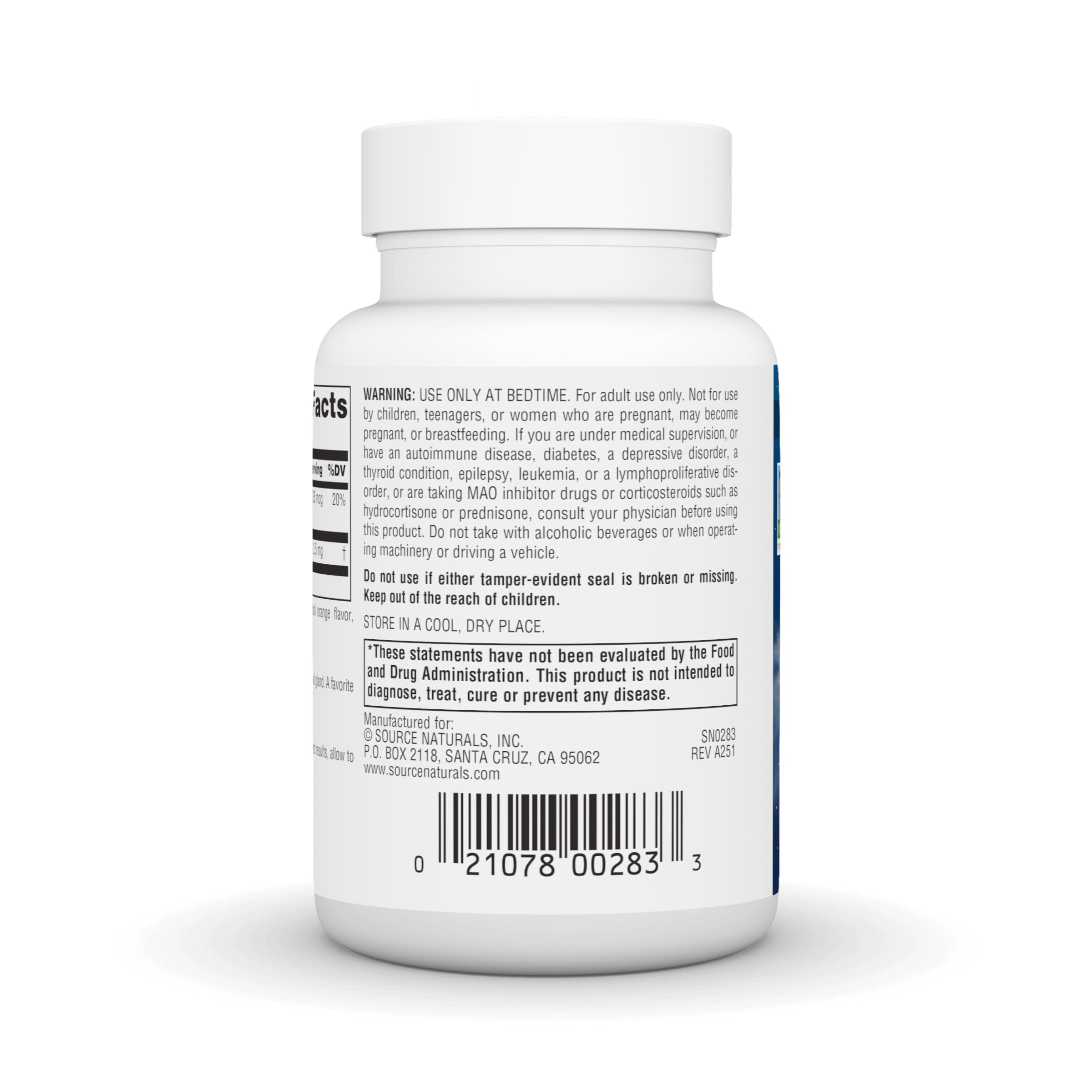 Pastille orange Source Naturals Mélatonine fond facilement