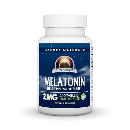Source Naturals Mélatonine – bouteille libération prolongée pour un sommeil plus reposé.