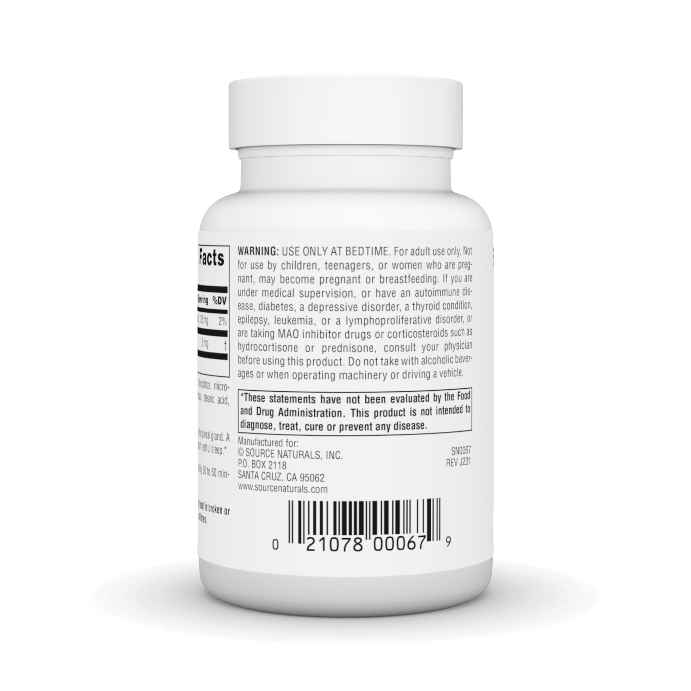 Source Naturals Mélatonine comprimés compacts faciles à prendre.