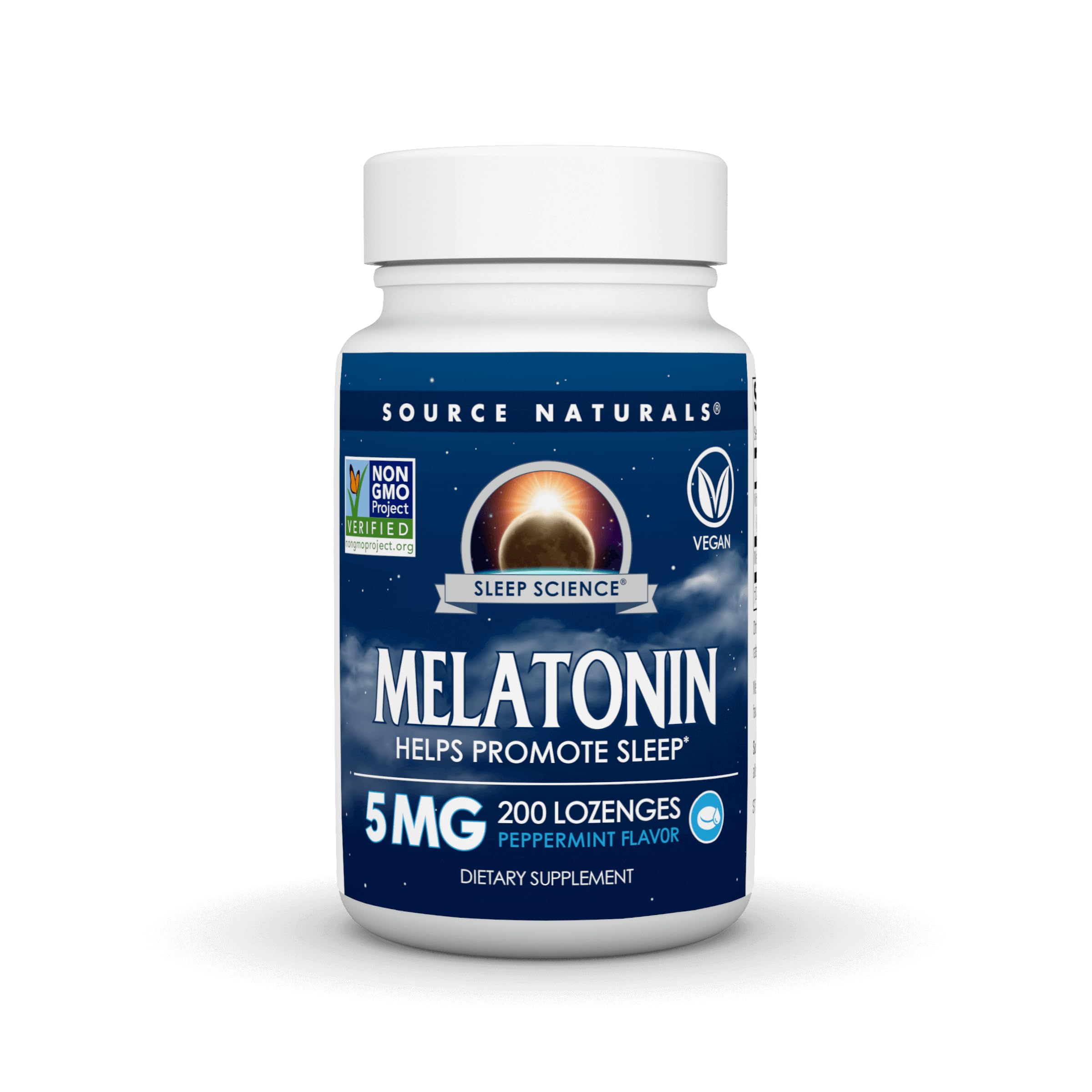 Source Naturals Mélatonine pastilles menthe, boîte 200, favorise potentiellement le sommeil