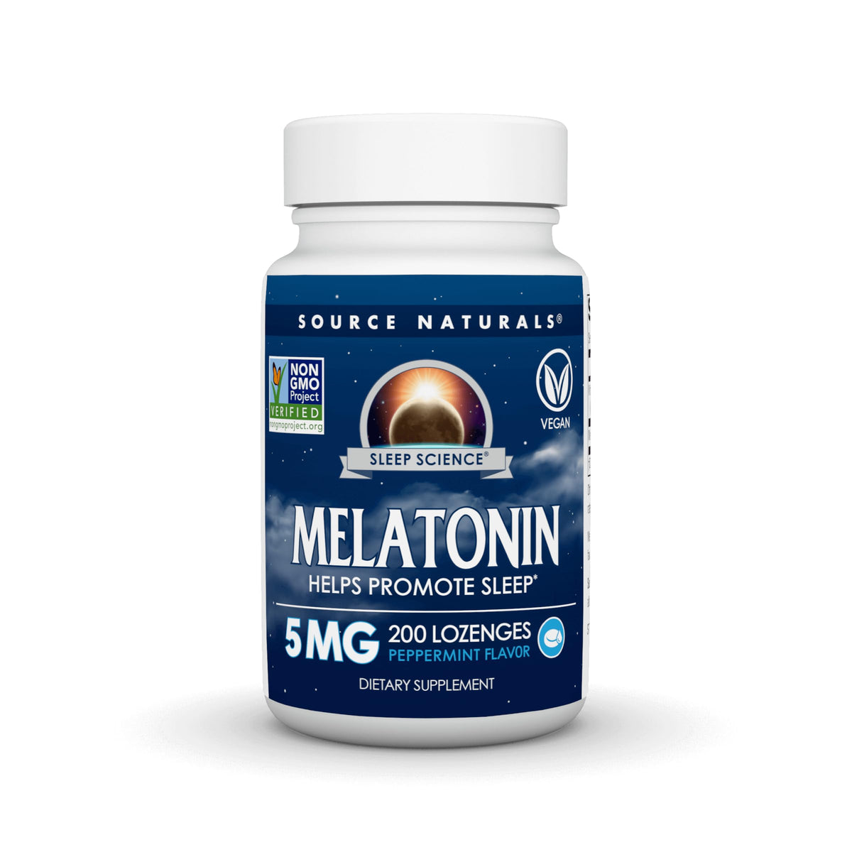 Source Naturals Mélatonine pastilles menthe, boîte 200, favorise potentiellement le sommeil