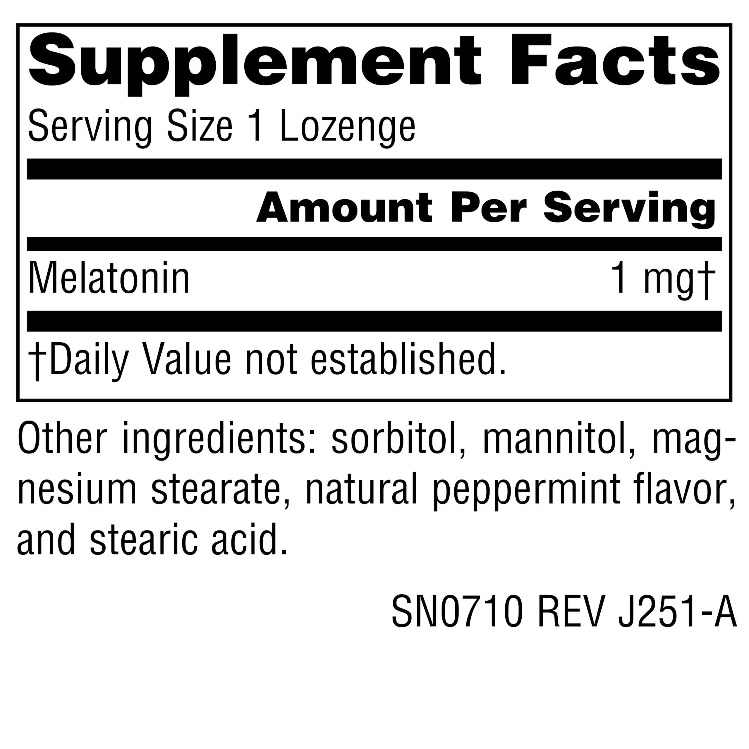 Pastille menthe Source Naturals Mélatonine qui fond lentement dans la bouche.