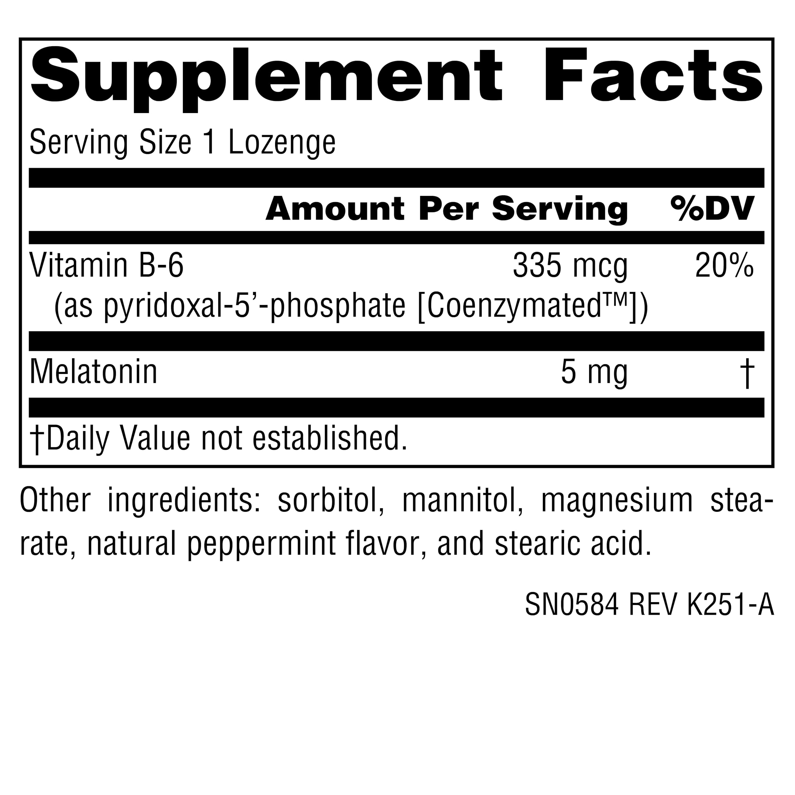 Boîte Source Naturals Mélatonine menthe, emballage pratique et informatif