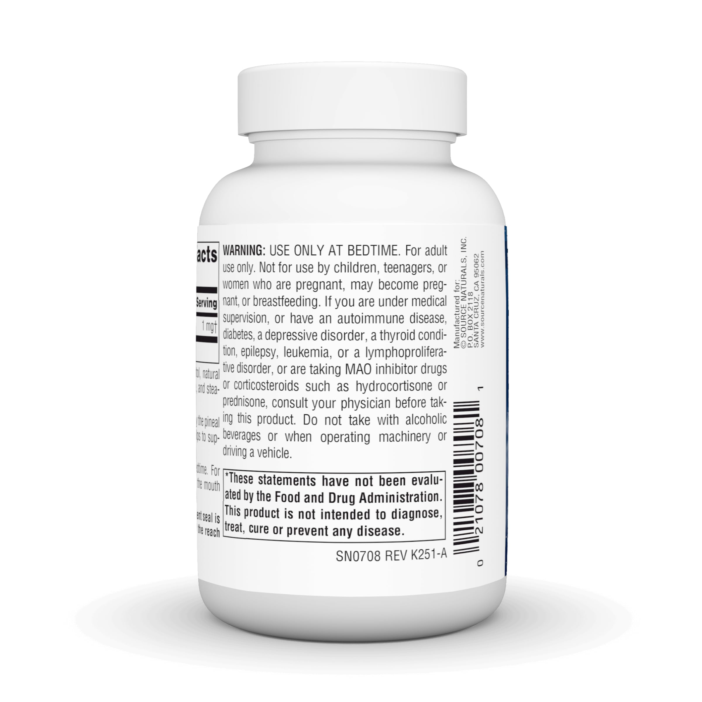 Pastille se dissolvant en bouche Source Naturals Mélatonine, démarrage rapide le soir.