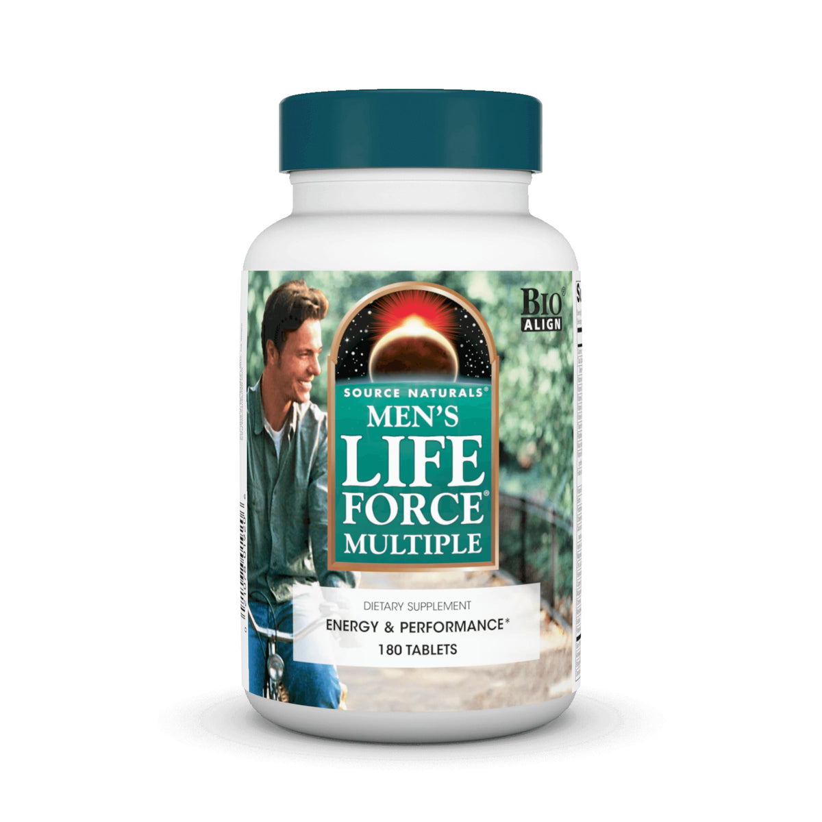 Source Naturals Life Force pour hommes – bouteille recto, soutien nutritionnel quotidien potentiel.
