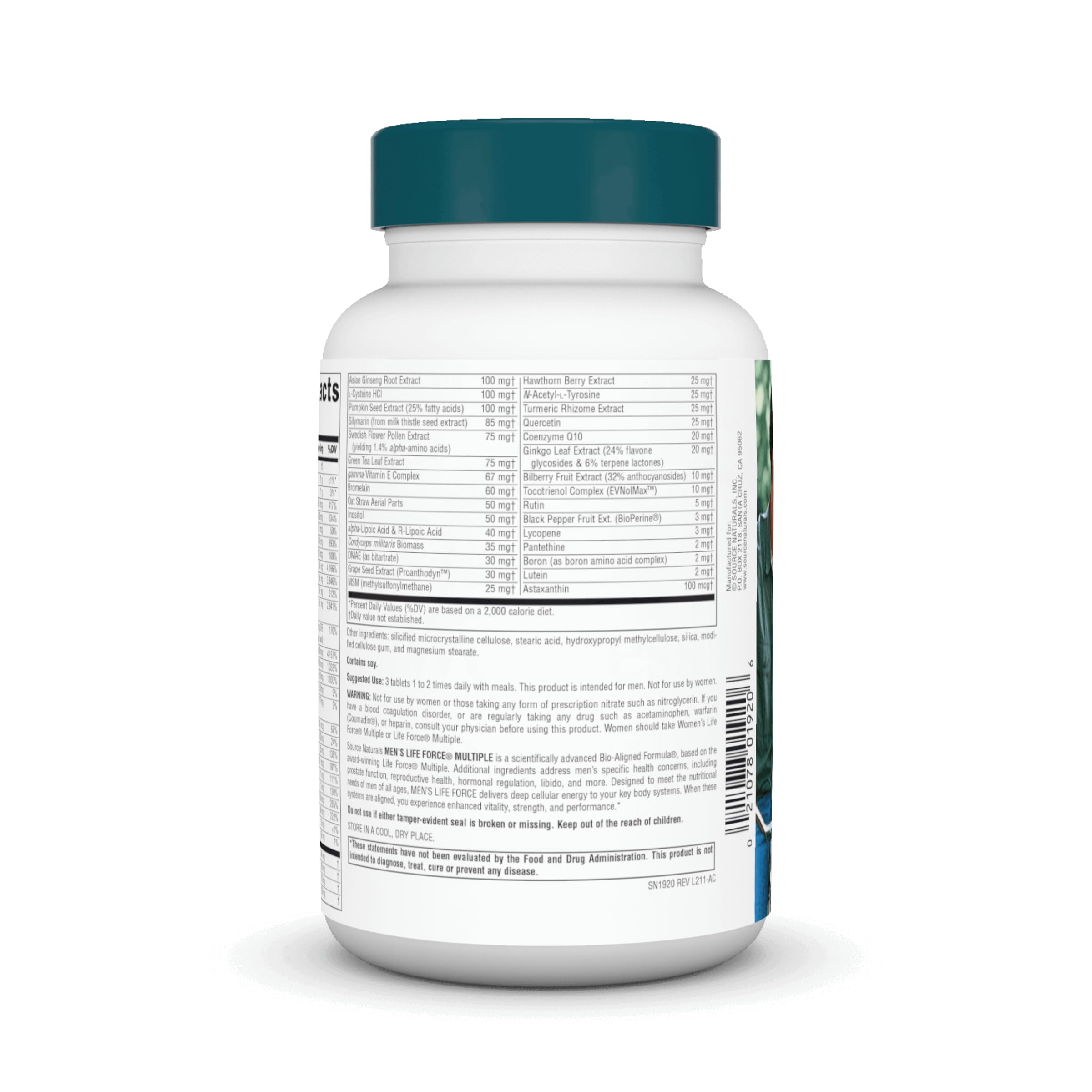Source Naturals Life Force – étiquette ingrédients, informations claires sur les nutriments.